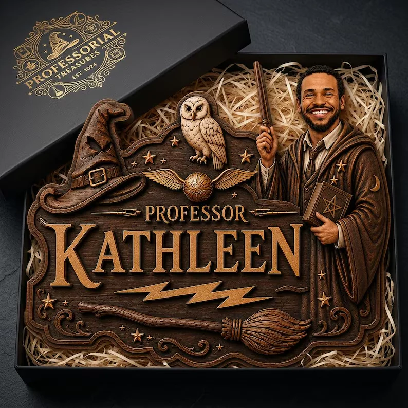 HaPo Custom Photo Professor Wizard And Witch Magic School - Personalized Wood Sign - Gift For Teacher - Image 4