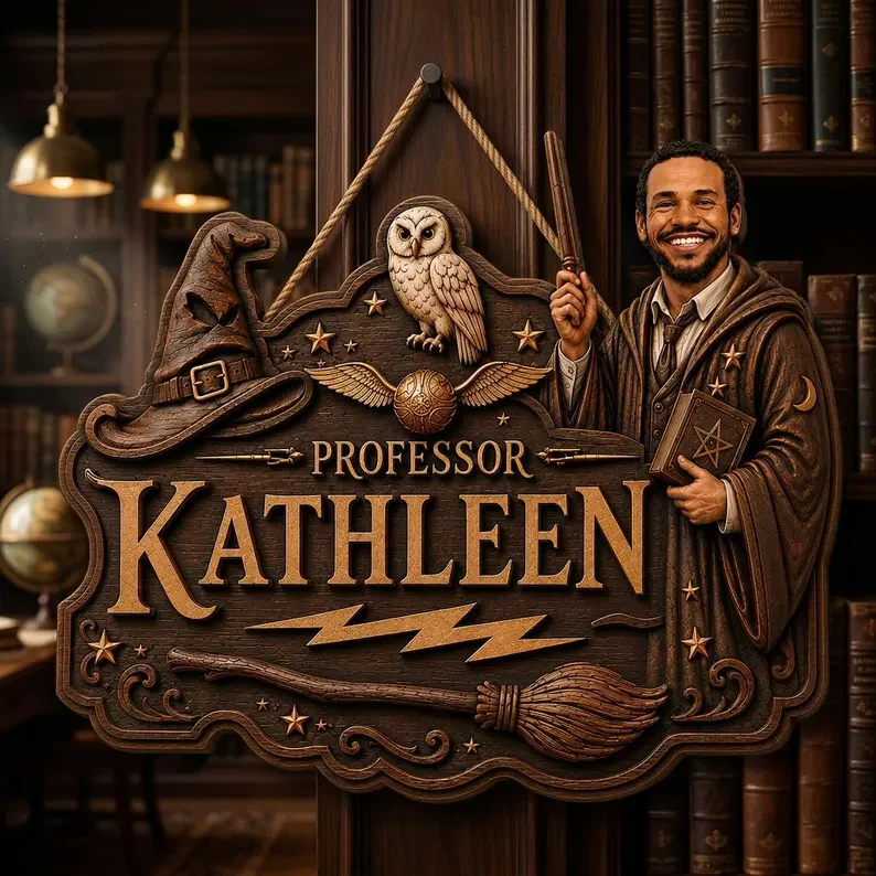 HaPo Custom Photo Professor Wizard And Witch Magic School - Personalized Wood Sign - Gift For Teacher - Image 5