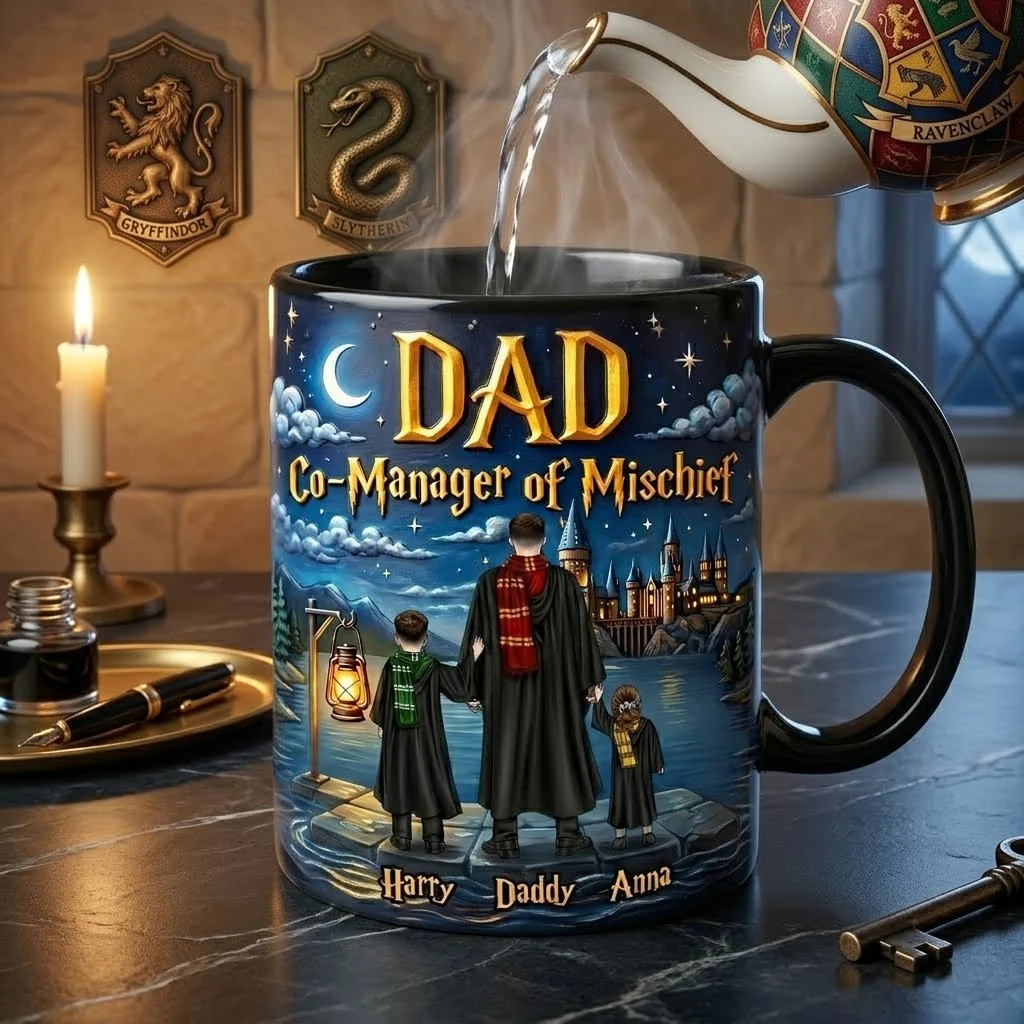 HaPo Dad Co-Manager of Mischief - Personalized Color Changing Mug - Gift For Dad - Image 3