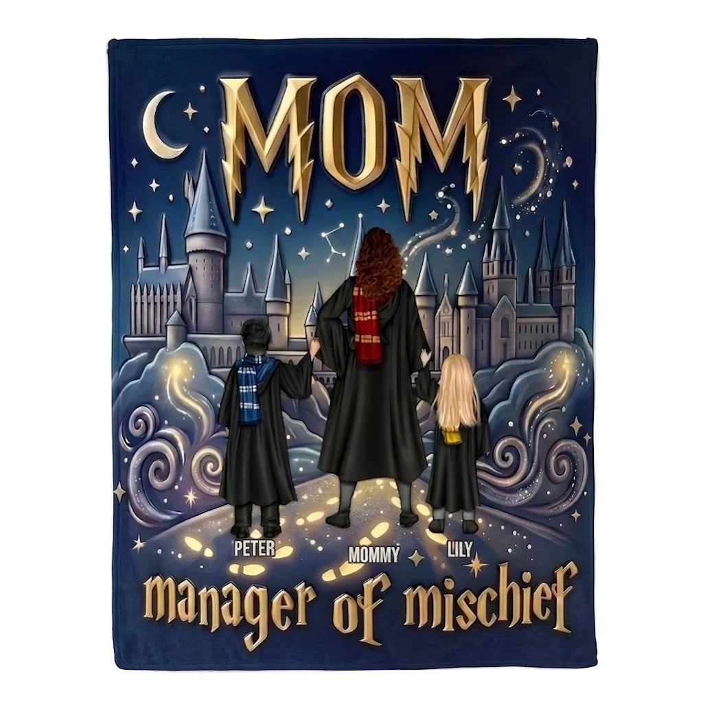 HaPo Mom Manager of Mischief Wizard - Personalized Blanket - Gifts For Mom - Image 3