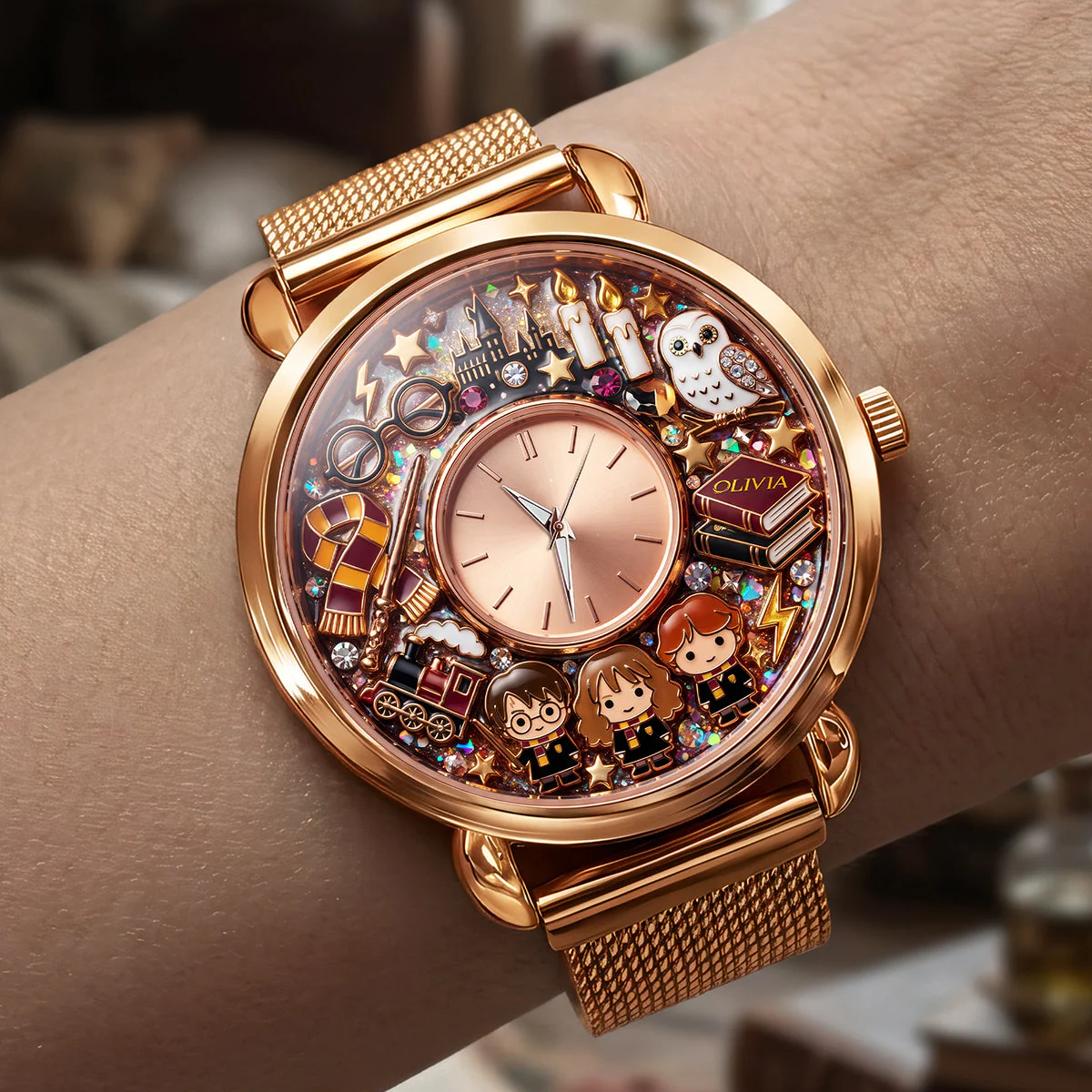 HaPo Wizard And Witch Characters - Personalized Women Hand Watch - Gift For Her, Movie Fans