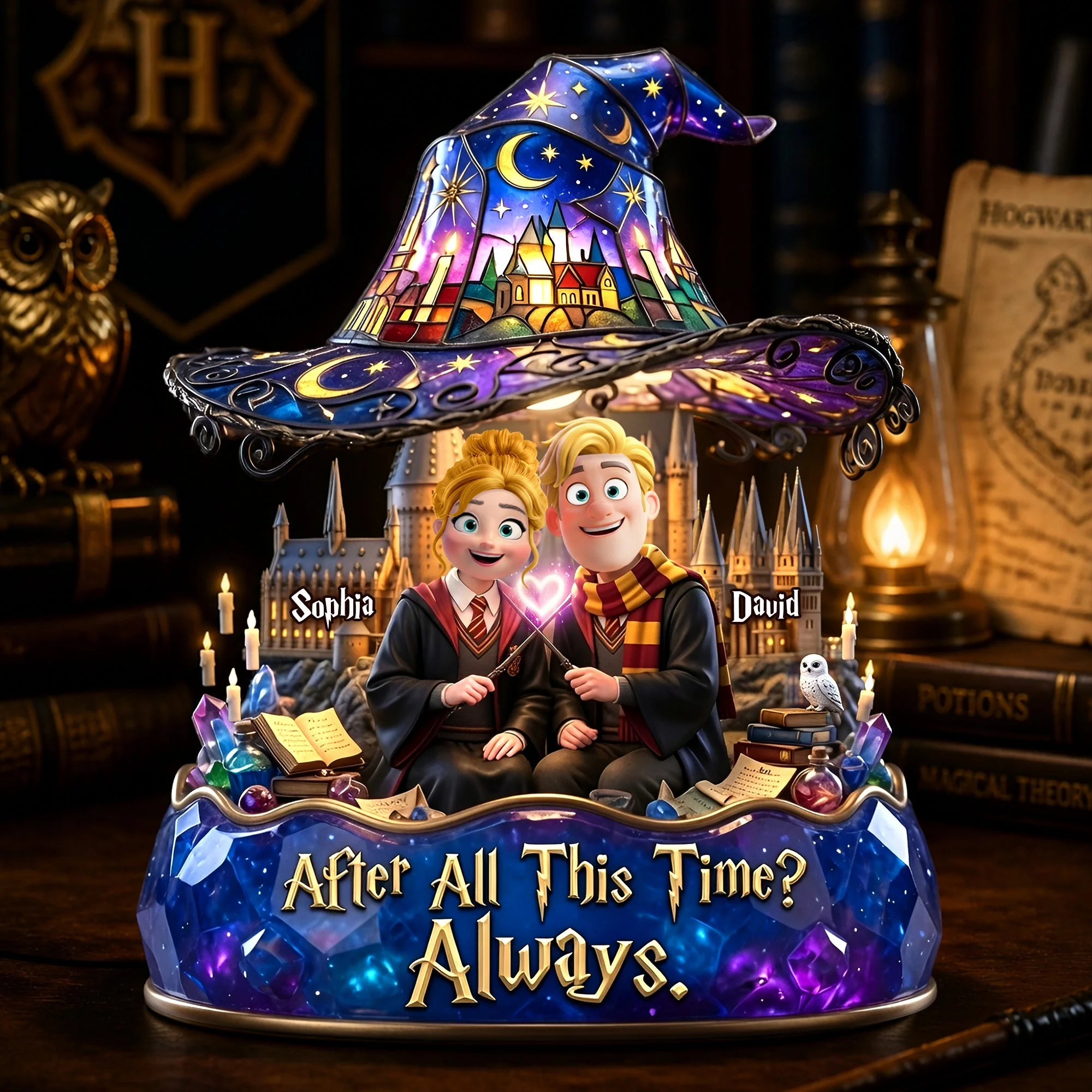 HaPo Wizard And Witch Couple Always Love - Personalized Acrylic Light Box - Gifts For Couple, Husband Wife