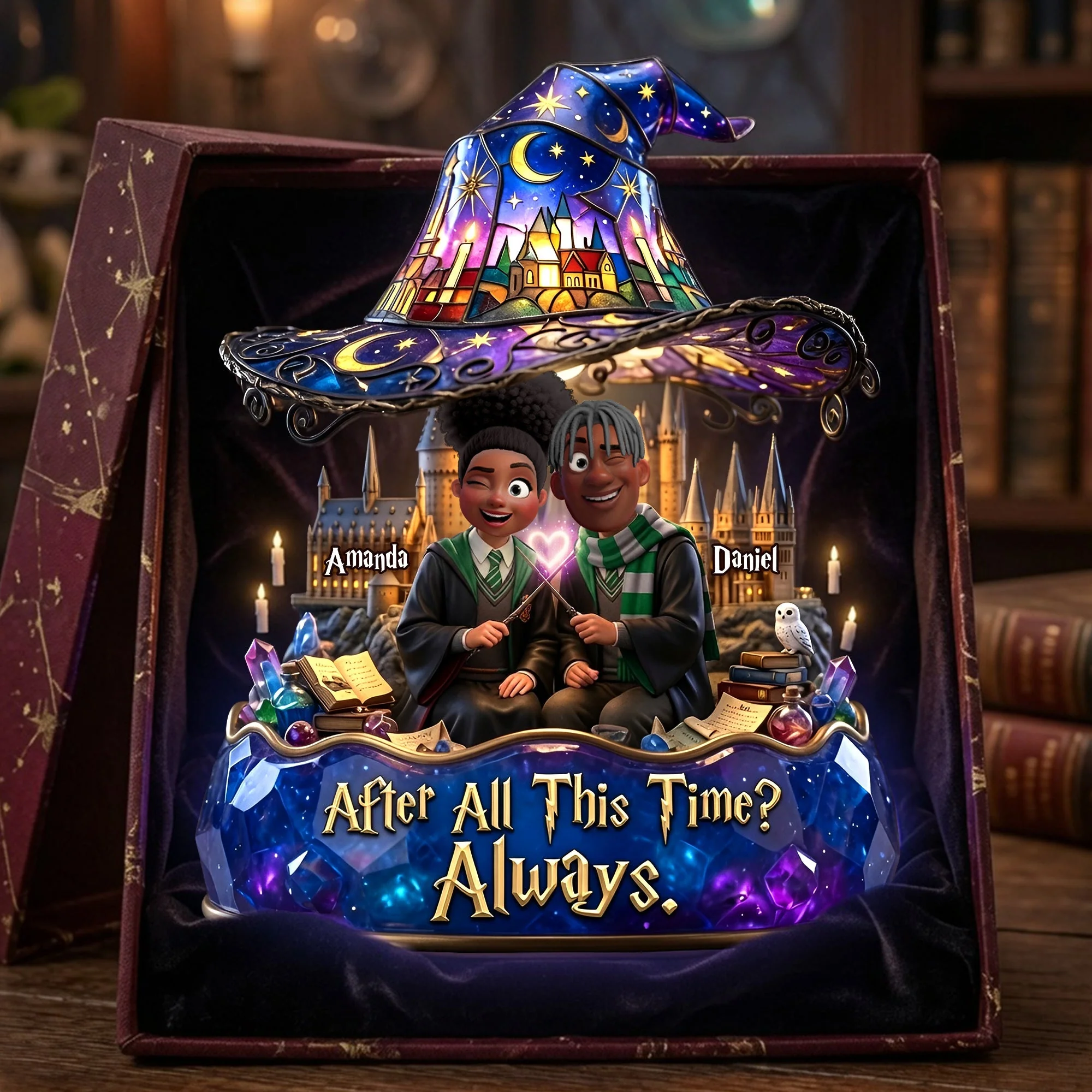 HaPo Wizard And Witch Couple Always Love - Personalized Acrylic Light Box - Gifts For Couple, Husband Wife - Image 3