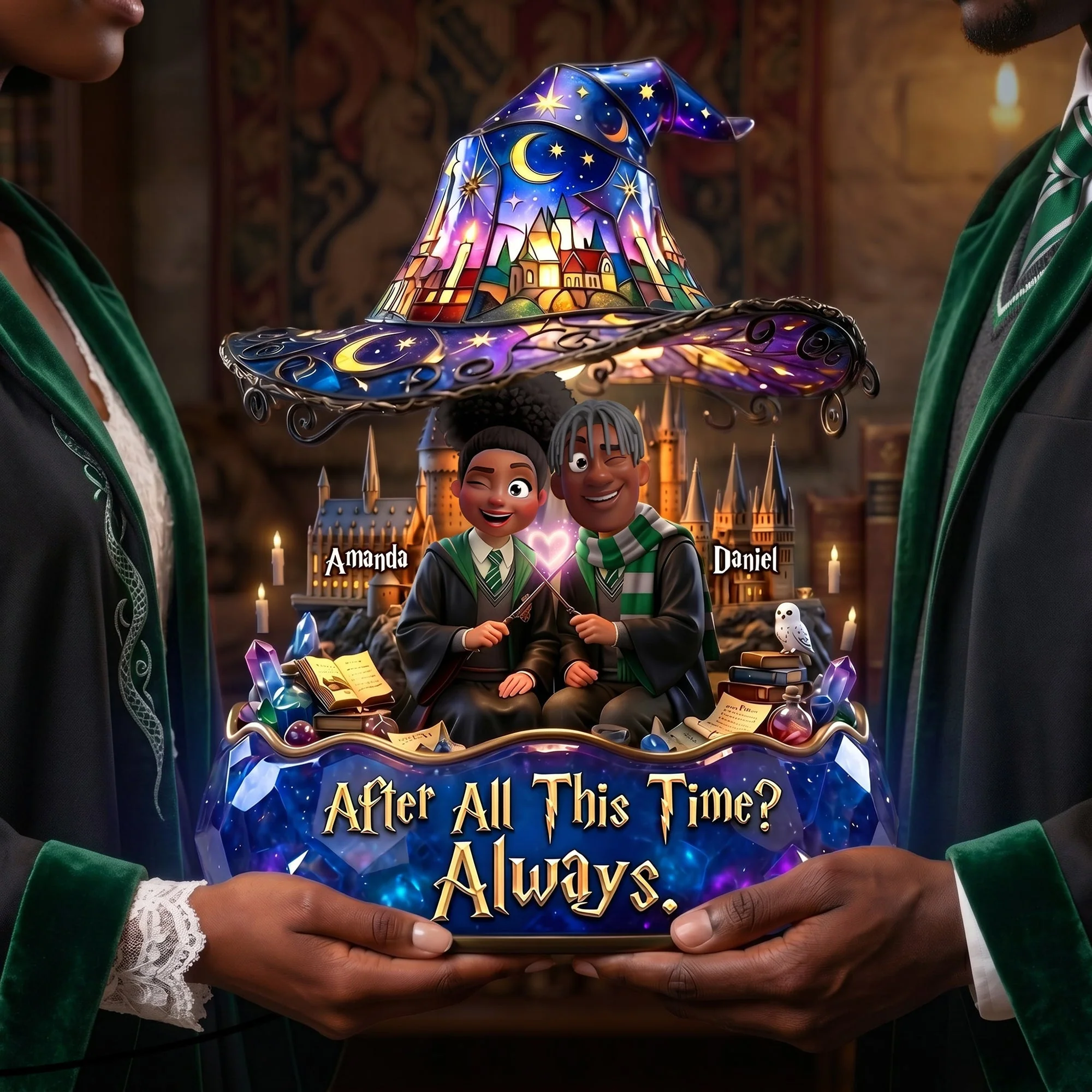 HaPo Wizard And Witch Couple Always Love - Personalized Acrylic Light Box - Gifts For Couple, Husband Wife - Image 4