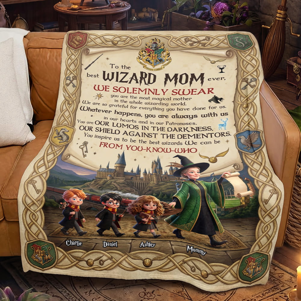 HaPo Wizard And Witch Mom - Personalized Blanket - Gift For Mom, Movie Fans NL122 - Image 2