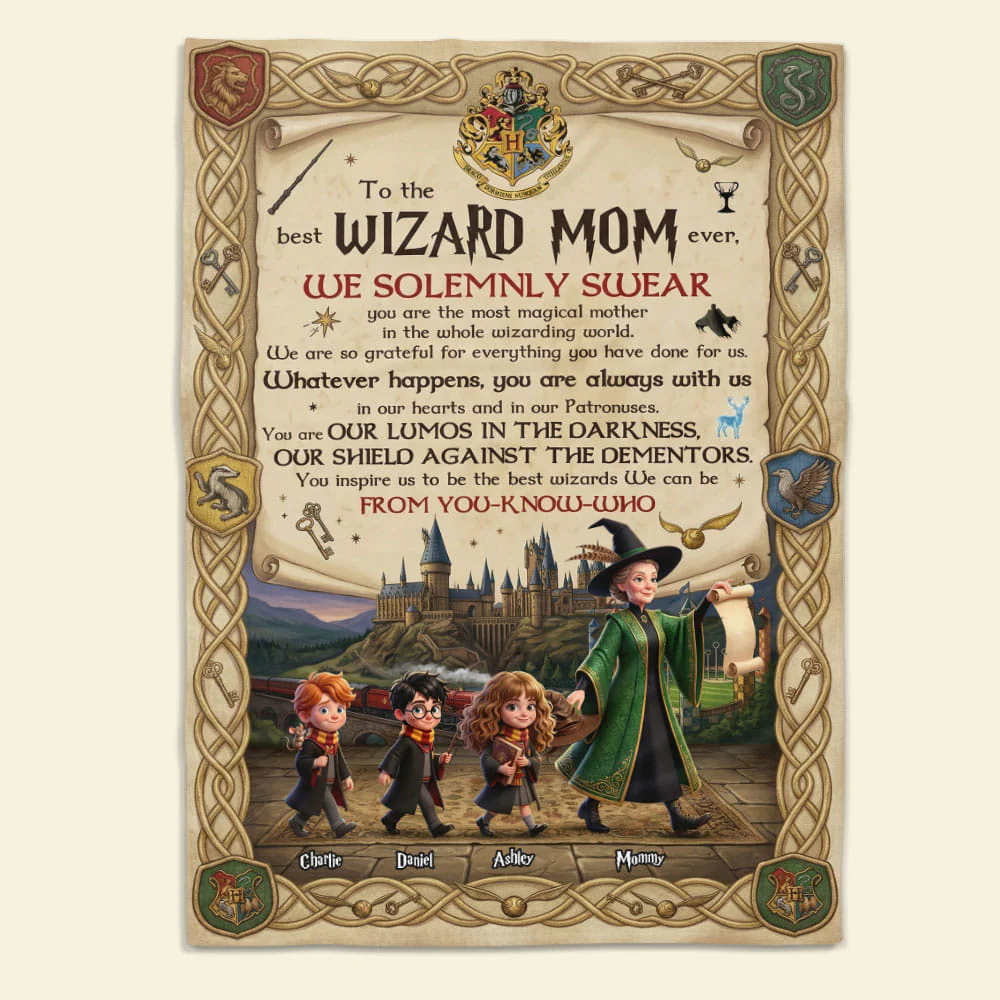 HaPo Wizard And Witch Mom - Personalized Blanket - Gift For Mom, Movie Fans NL122 - Image 3