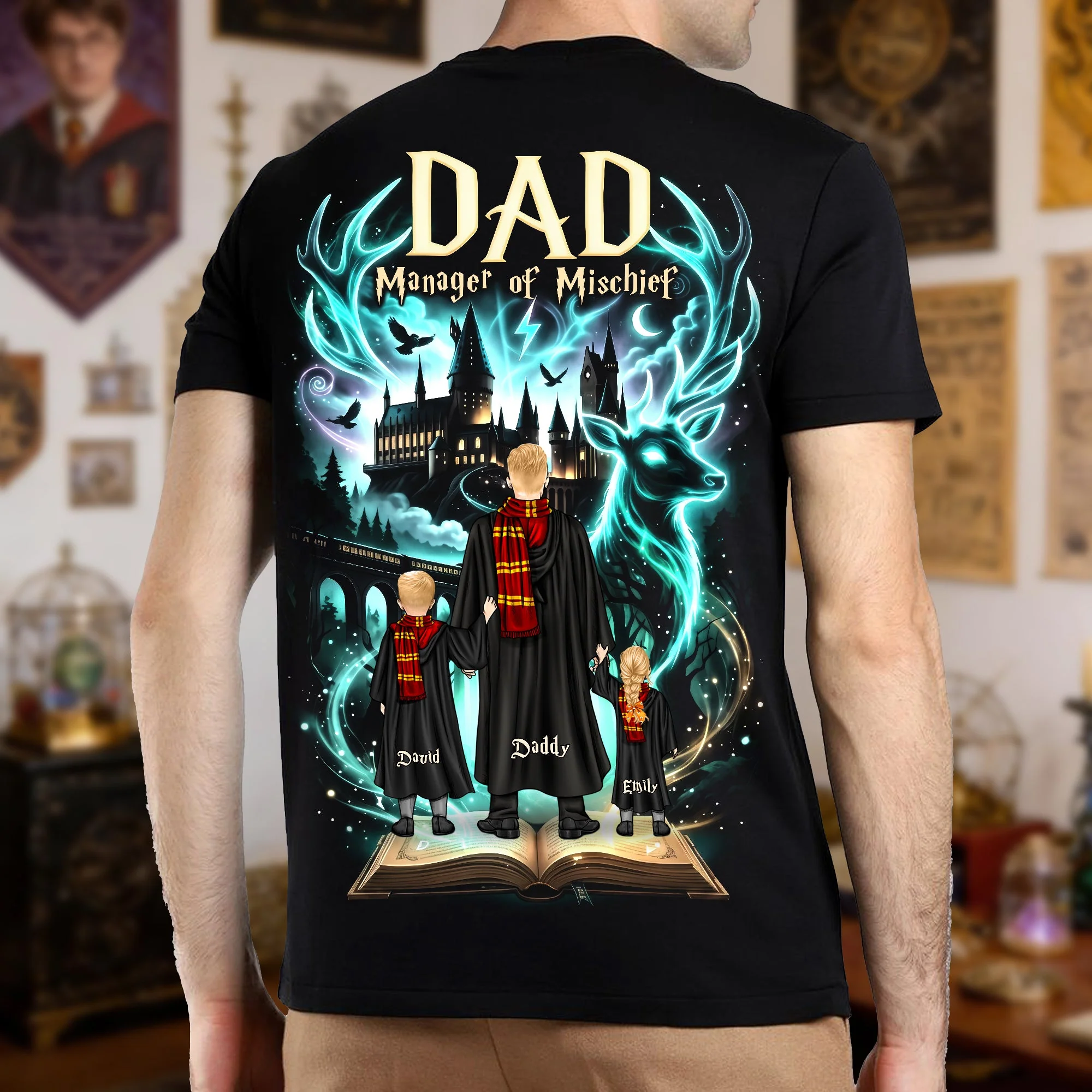 HaPo Wizard Dad Manager of Mischief - Personalized Tshirt - Gift For Dad