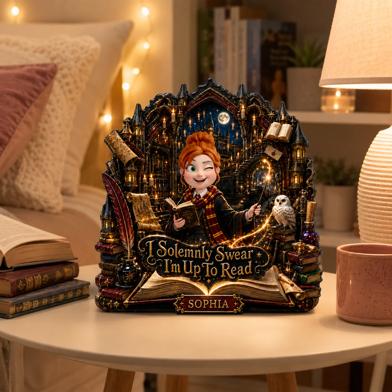 HaPo Wizard Solemnly Swear I'm Up To Read - Personalized Acrylic Light Box - Gift For Book Lovers