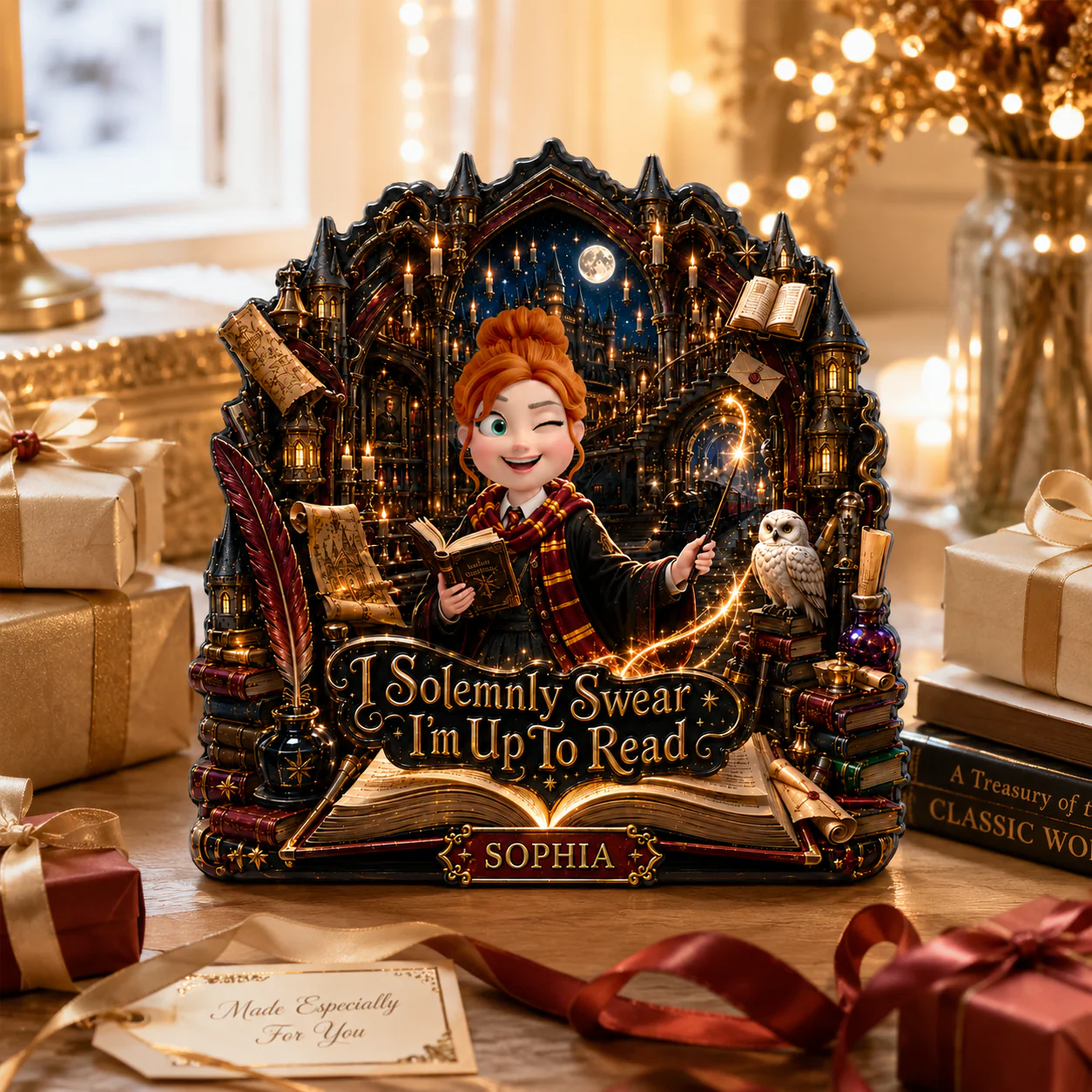 HaPo Wizard Solemnly Swear I'm Up To Read - Personalized Acrylic Light Box - Gift For Book Lovers - Image 3