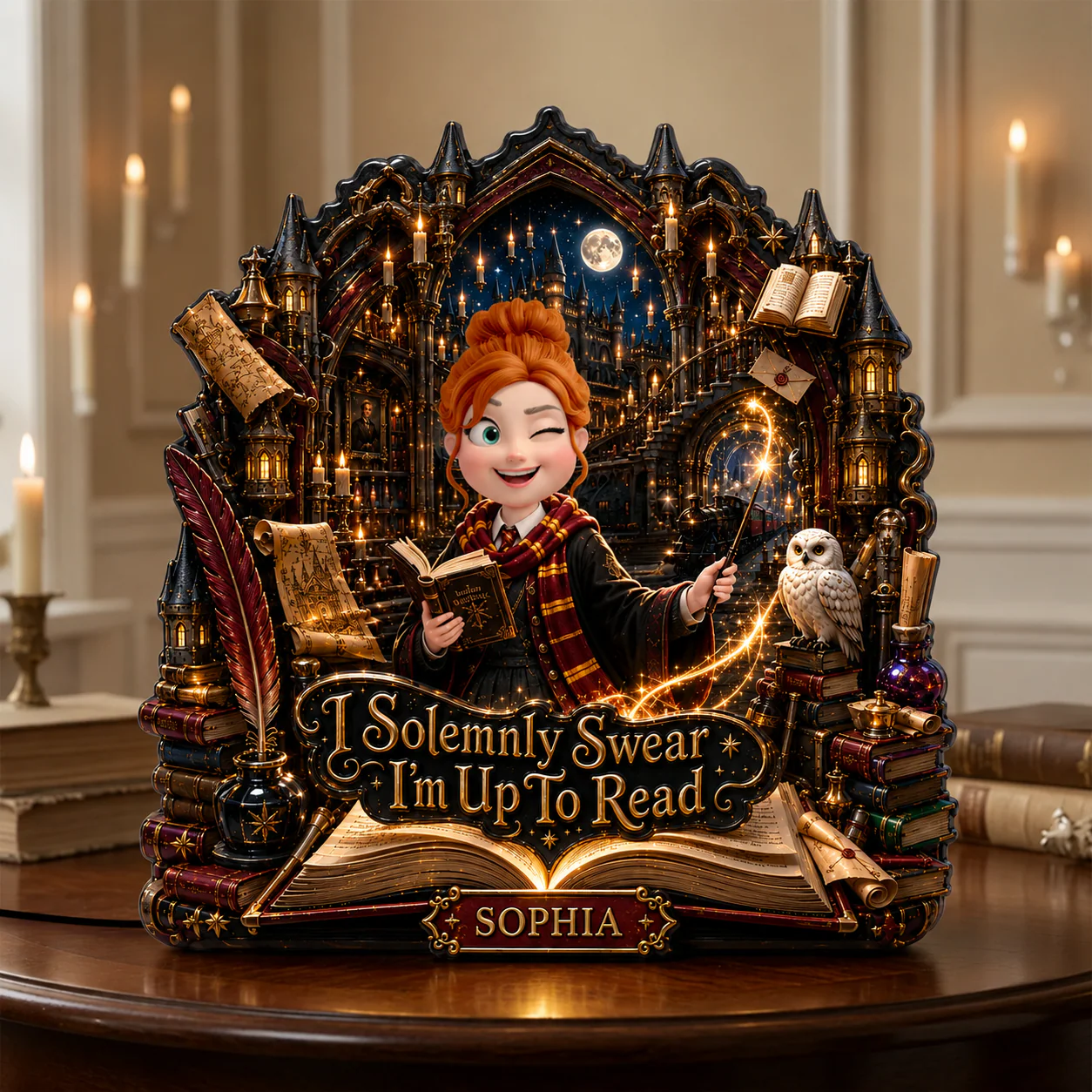 HaPo Wizard Solemnly Swear I'm Up To Read - Personalized Acrylic Light Box - Gift For Book Lovers - Image 4