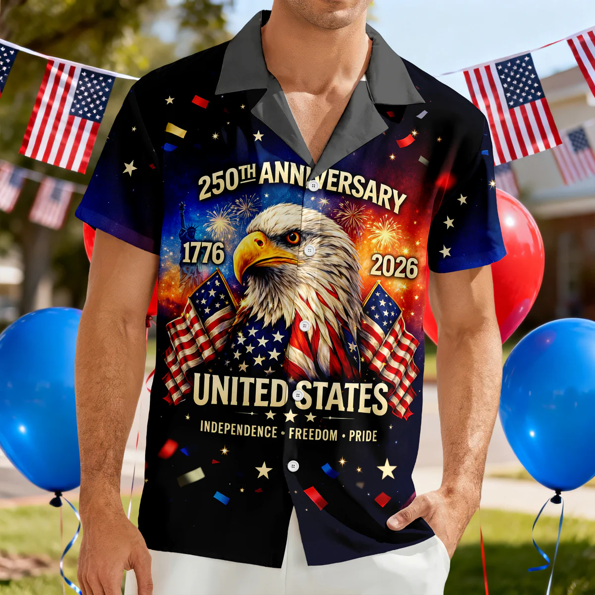 Happy 250th Anniversary United States - Personalized Hawaiian Shirt - Gift for Dad, Husband, Grandpa HN02 - Image 4