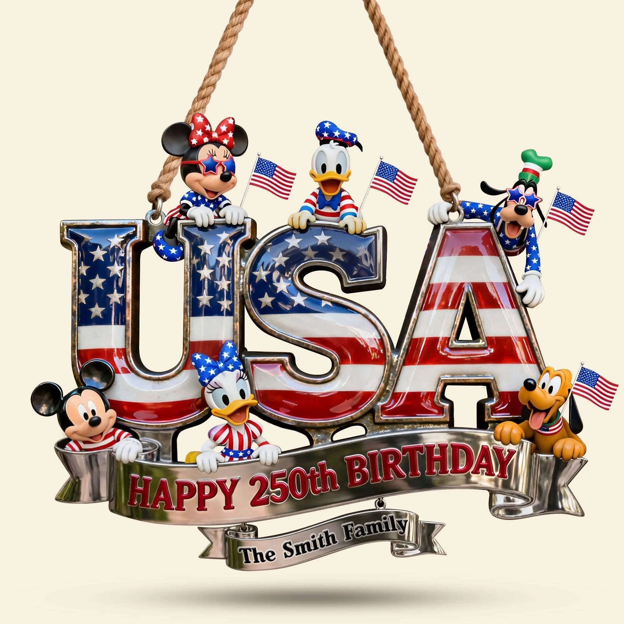 Happy 250th USA Birthday - Personalized Custom Shaped Metal Sign - Gift For Family, Patriots - MkMo - Image 2