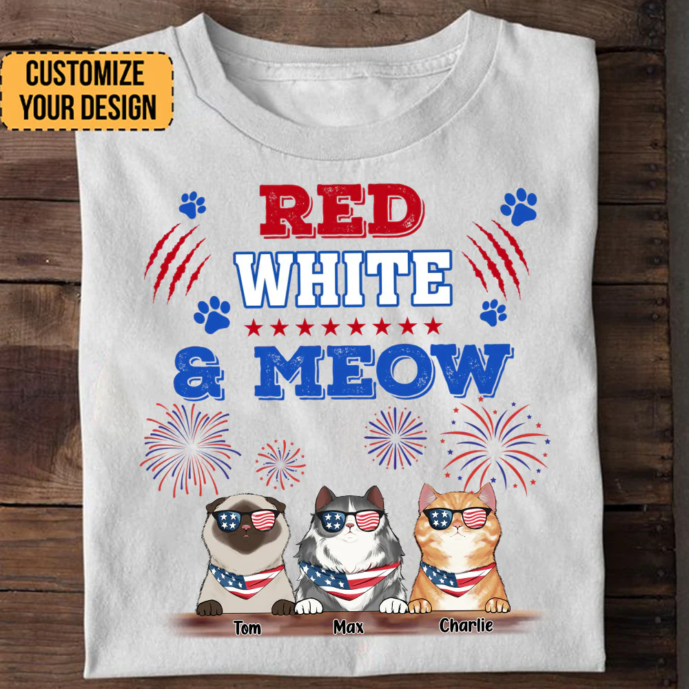 Happy 4th July Red White And A Meow - Gift For Cat Lovers - Personalized TShirt - CL12 NA94 - Image 2