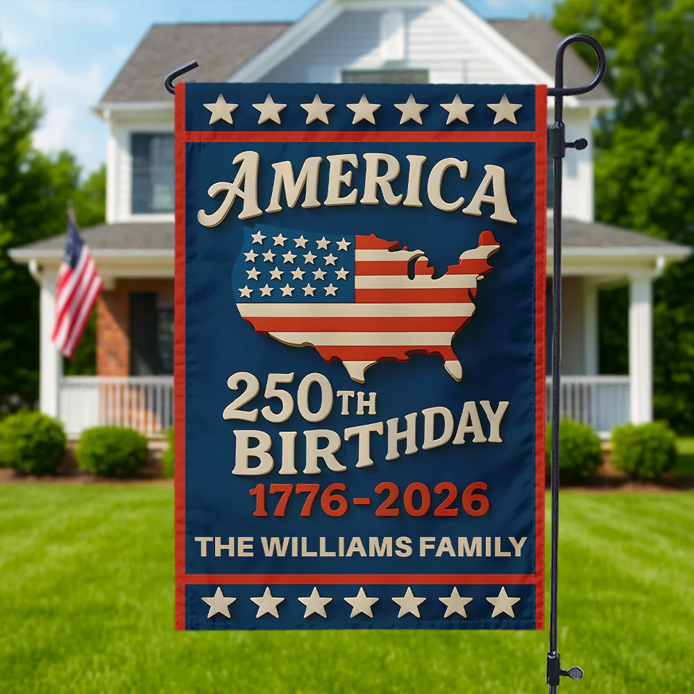 Happy America 250th Birthday - Personalized Flag - Patriotic Gift For Family HN02