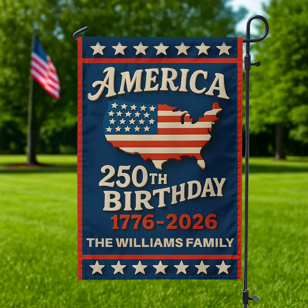 Happy America 250th Birthday - Personalized Flag - Patriotic Gift For Family HN02 - Image 2