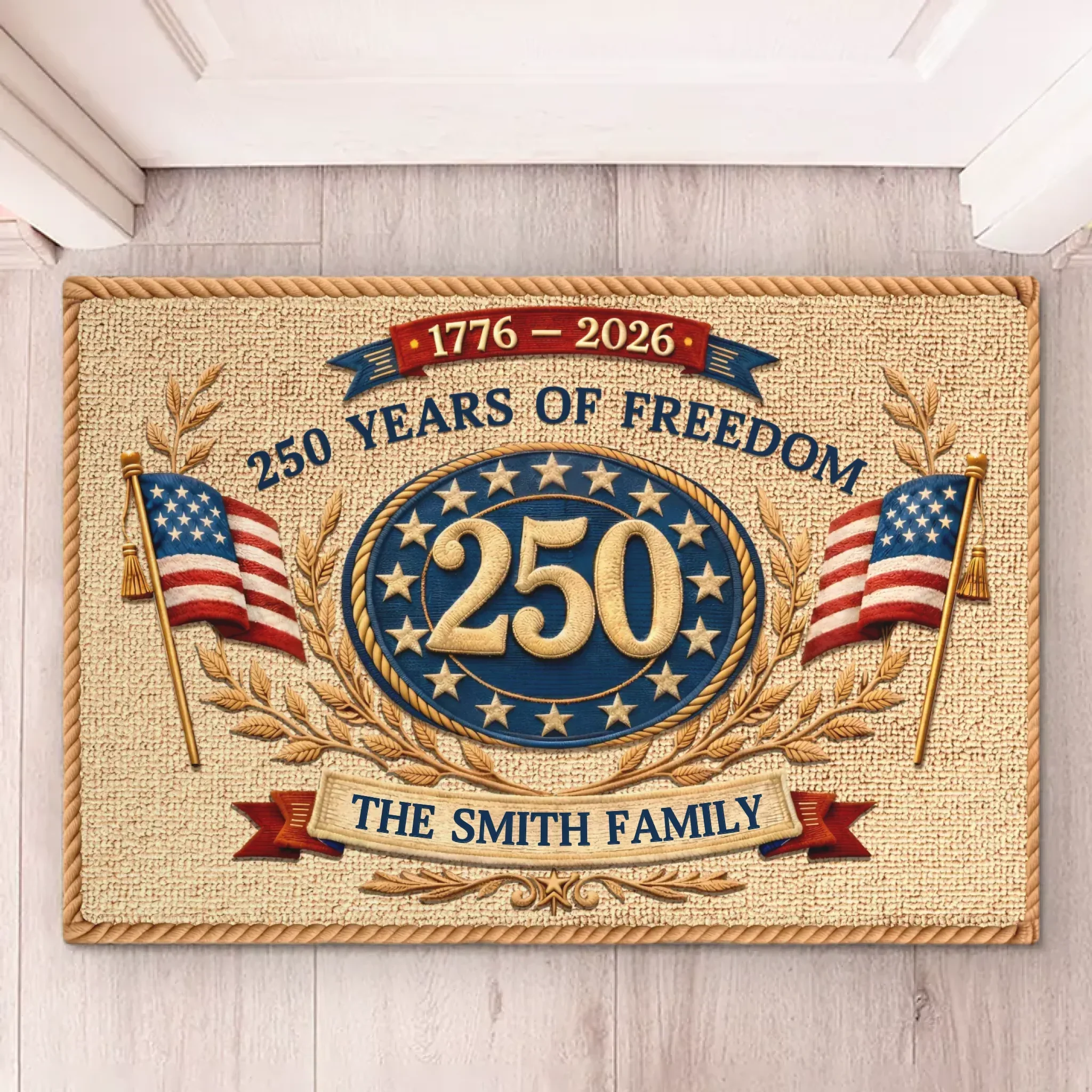 Happy American Flag 250th Anniversary - Personalized Doormat - Gift For Patriotic Family - Image 4