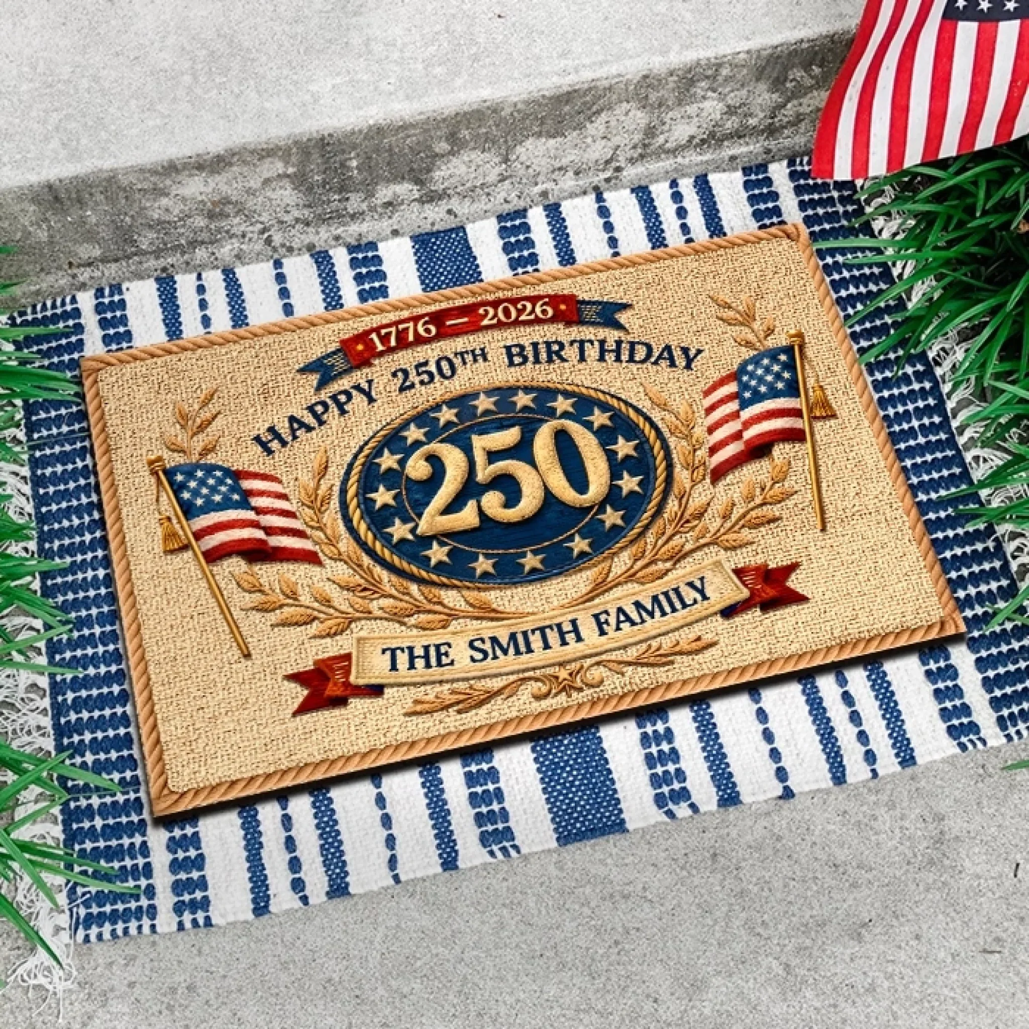 Happy American Flag 250th Anniversary - Personalized Doormat - Gift For Patriotic Family - Image 5
