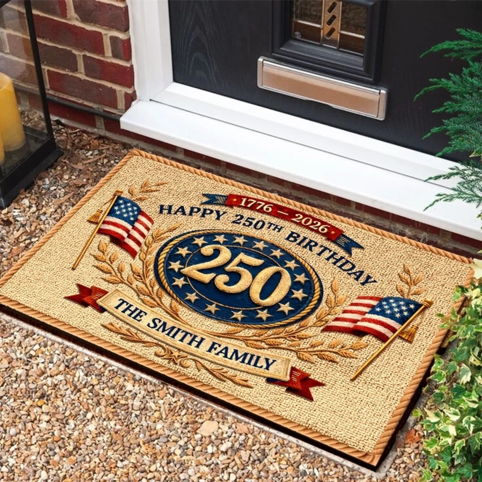 Happy American Flag 250th Anniversary - Personalized Doormat - Gift For Patriotic Family - Image 6