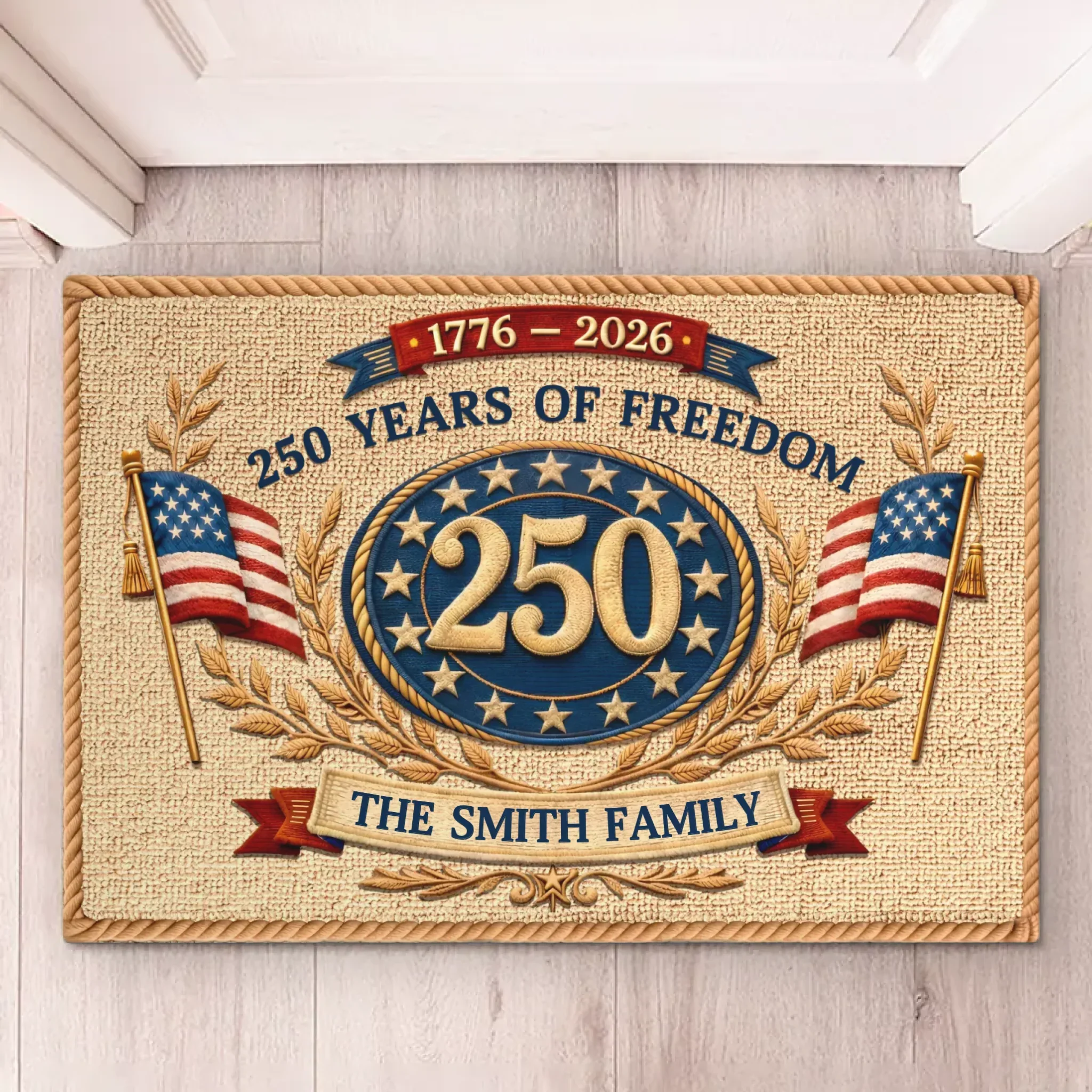 Happy American Flag 250th Anniversary - Personalized Doormat - Gift For Patriotic Family - Image 7