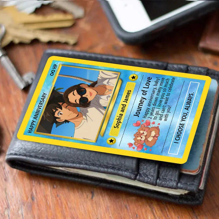 Happy Anniversary - Personalized PoMo Metal Card & Photo Art - Gift For Couple HH01 - Image 4