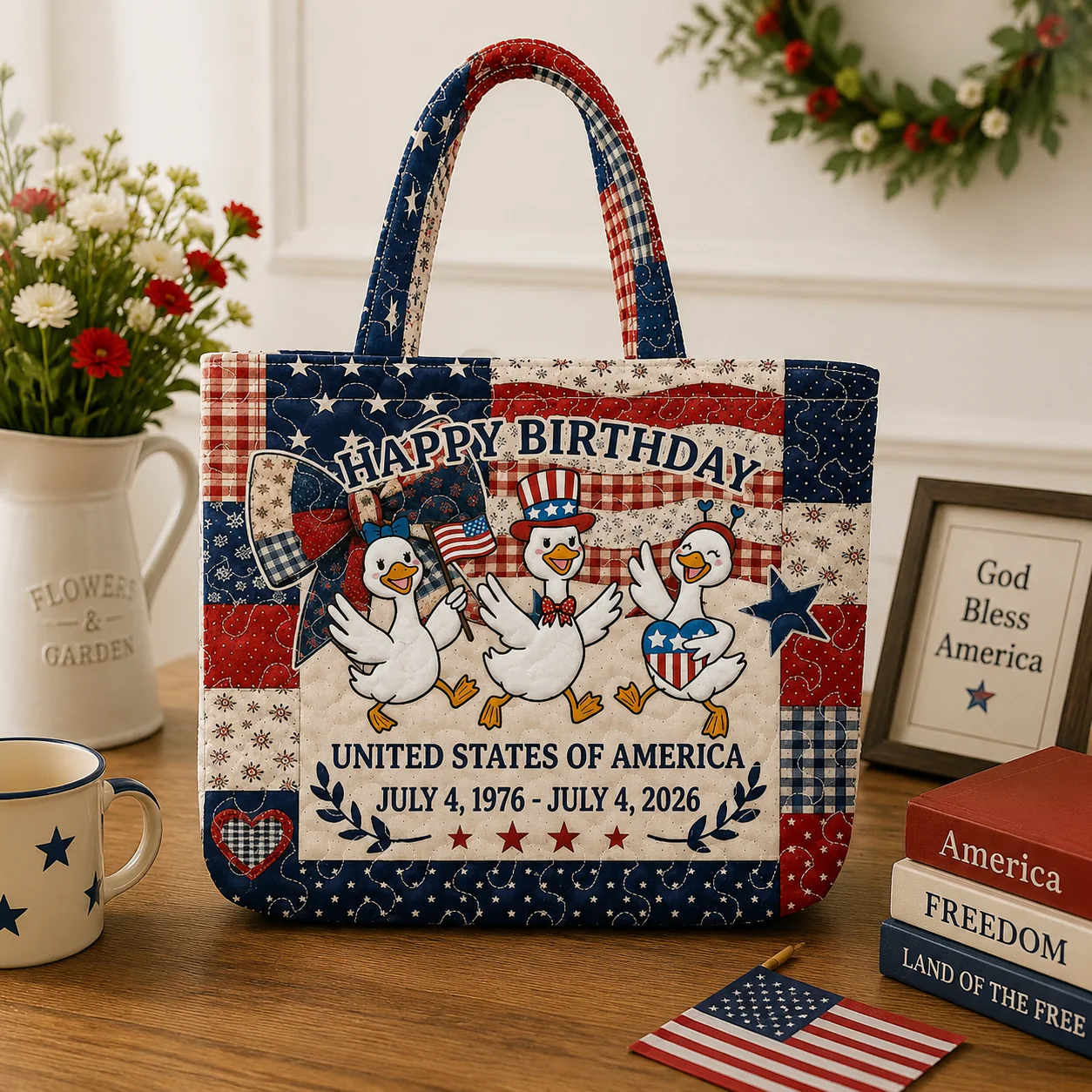 Happy Birthday USA 4th Of July - Quilted Tote Bag - Gift For Patriots - Image 2