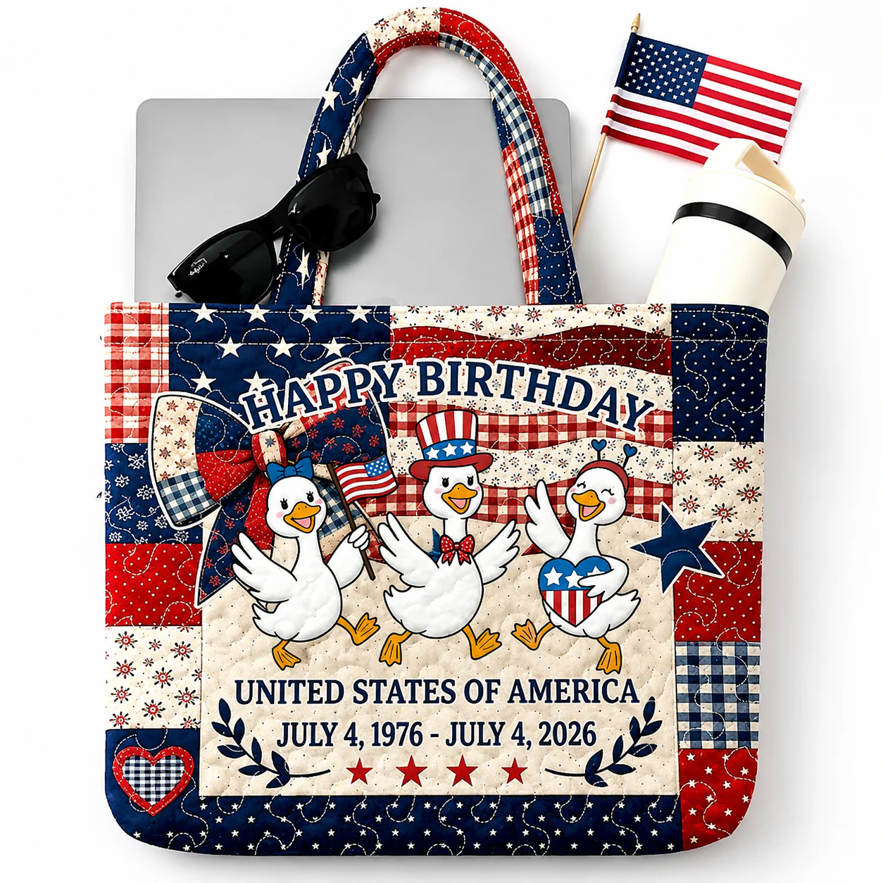 Happy Birthday USA 4th Of July - Quilted Tote Bag - Gift For Patriots - Image 4