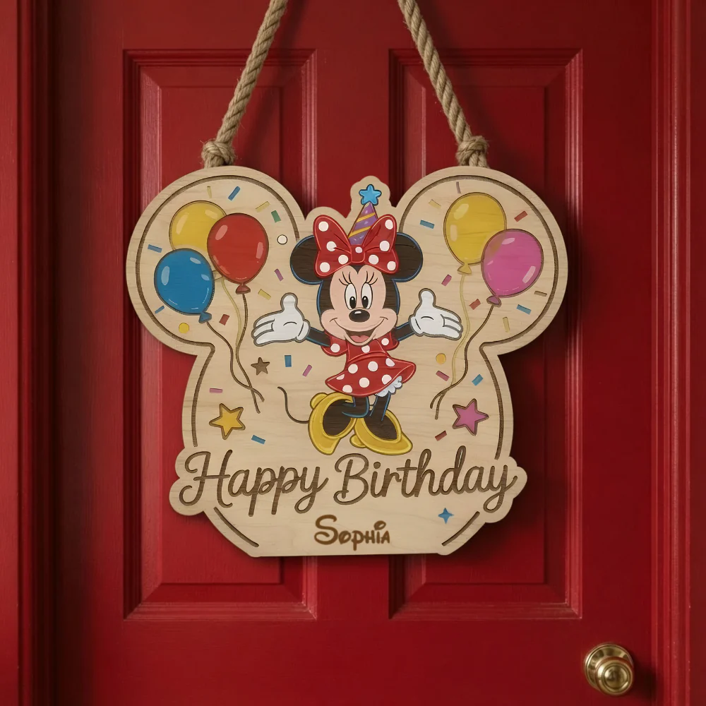 Happy Birthday With Magic Mouse - Personalized Custom Shape Woodsign - Party Decor MkMo HH01 - Image 2