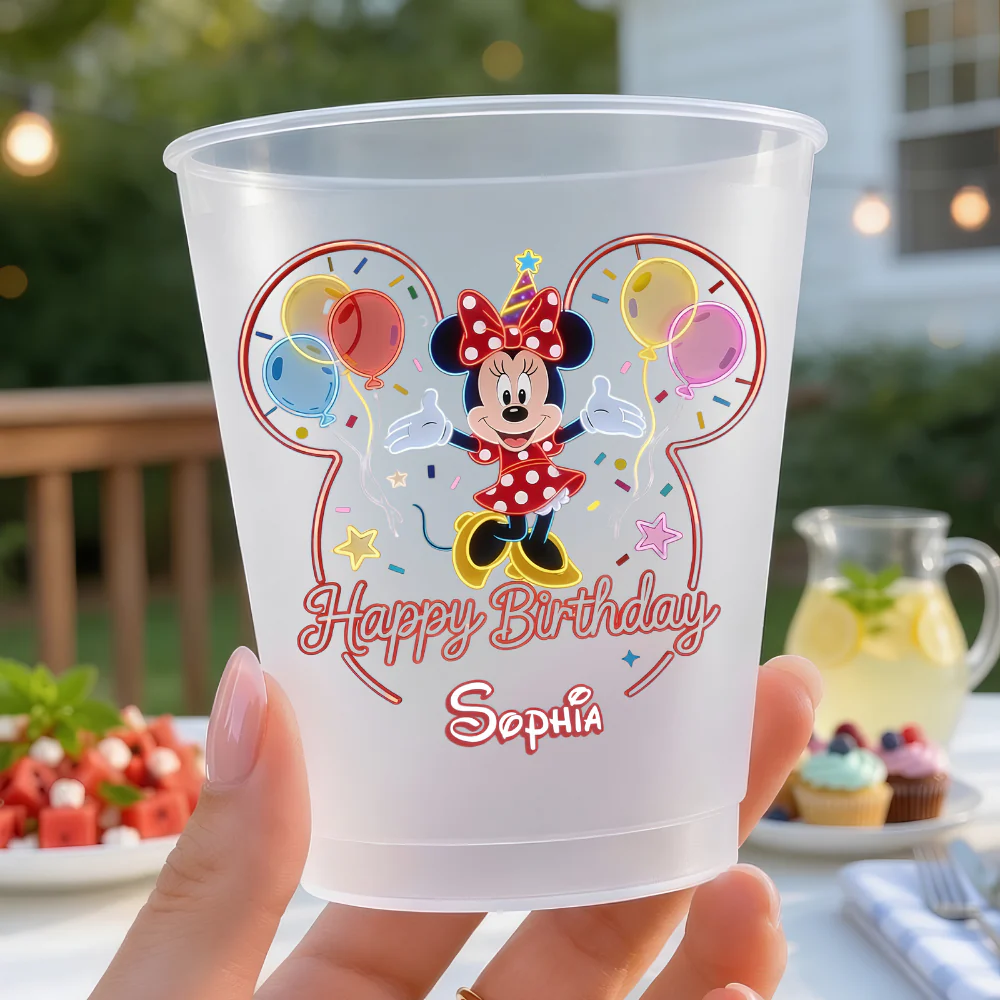 Happy Birthday With Magic Mouse - Personalized Frosted Cup - Party Decor MkMo HH01 - Image 2