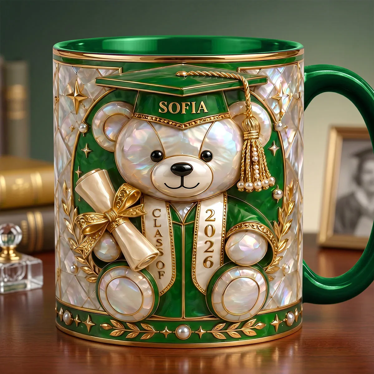 Happy Graduation With Lovely Bear - Personalized Accent Mug - Gifts For Graduates - Image 4