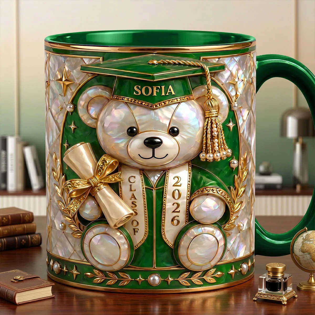 Happy Graduation With Lovely Bear - Personalized Accent Mug - Gifts For Graduates - Image 5