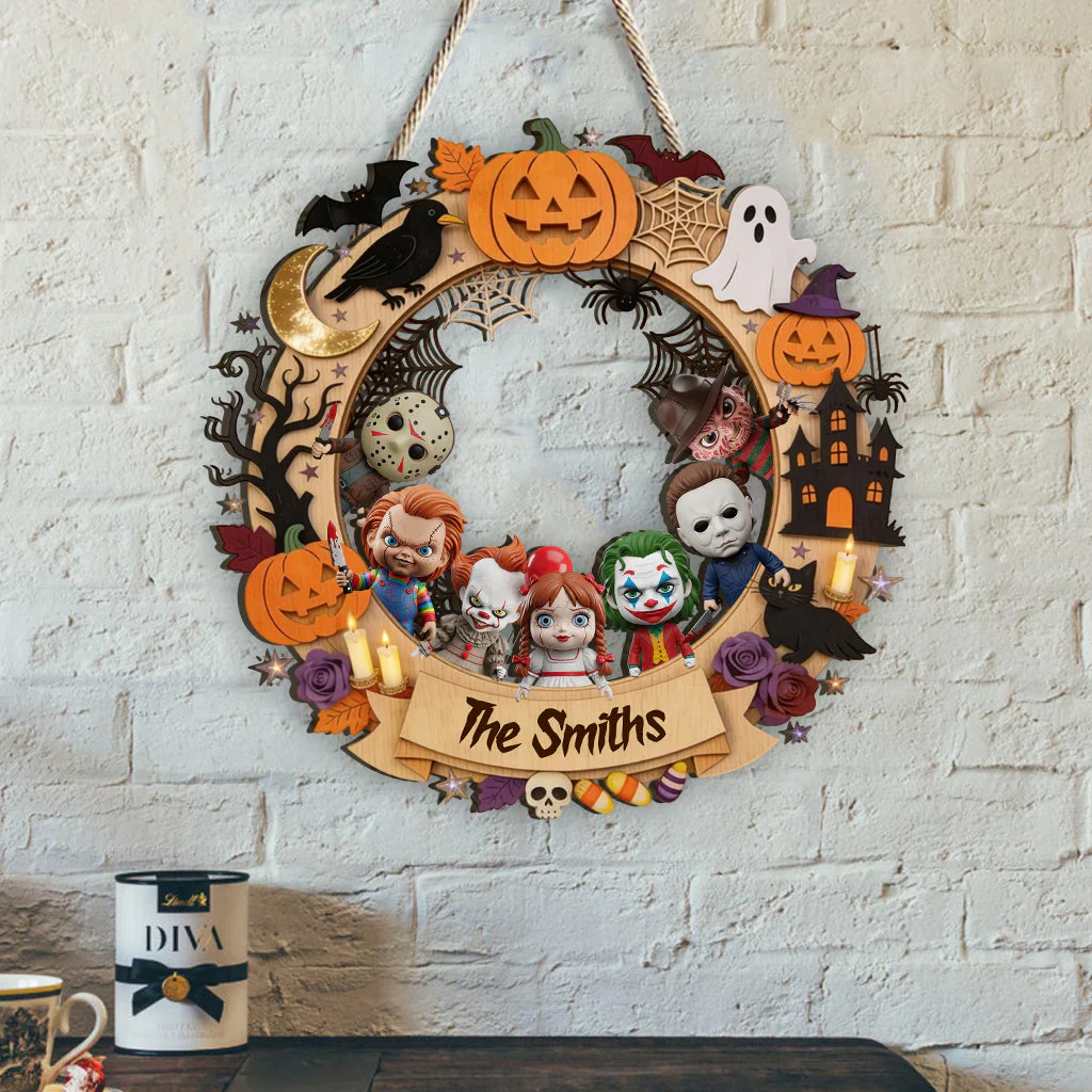 Happy Halloween With Horror Character - Personalized Wood Sign - Gift For Family - Image 3