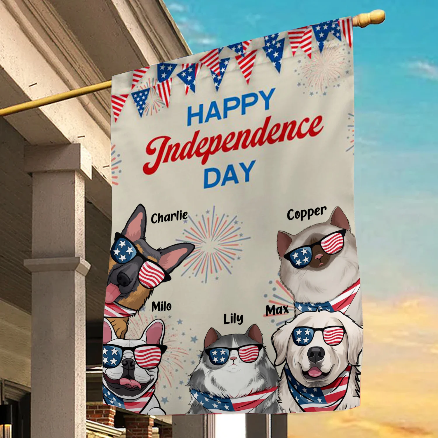 Happy Independence Day With Paw Paw - Gift For Dog Lover, Cat Lover - Personalized Flag - Image 3