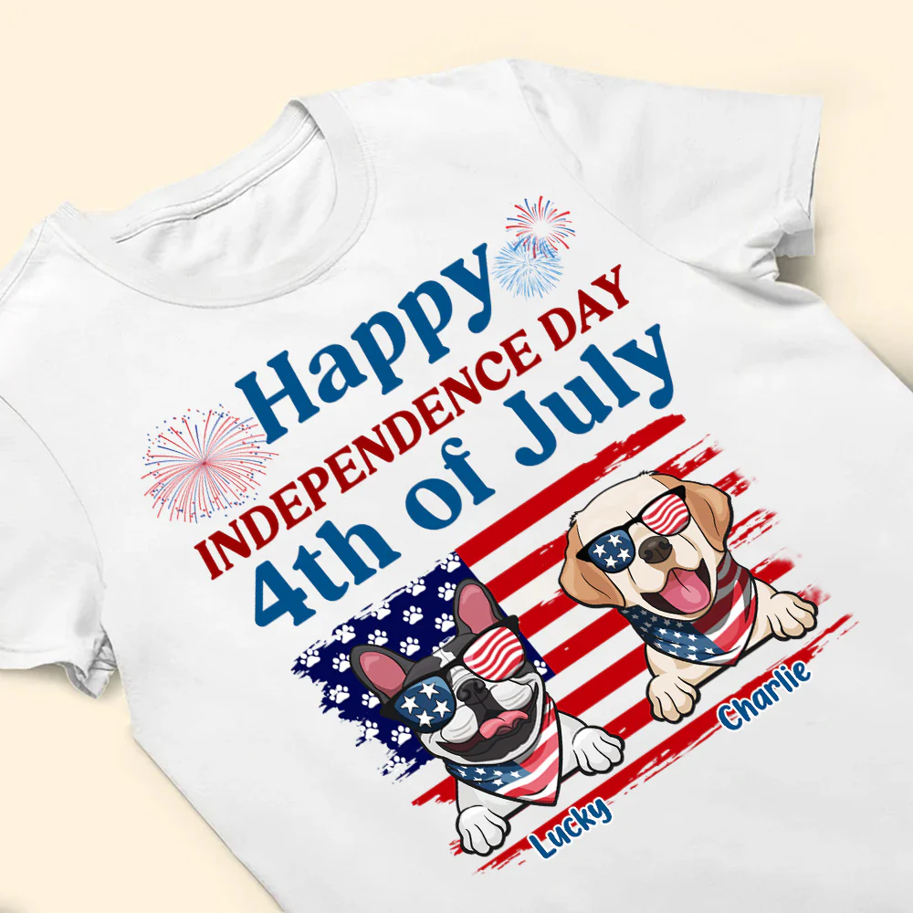 Happy Independence Day Woof Woof - Gift For Pet Lovers - Personalized TShirt - Image 3