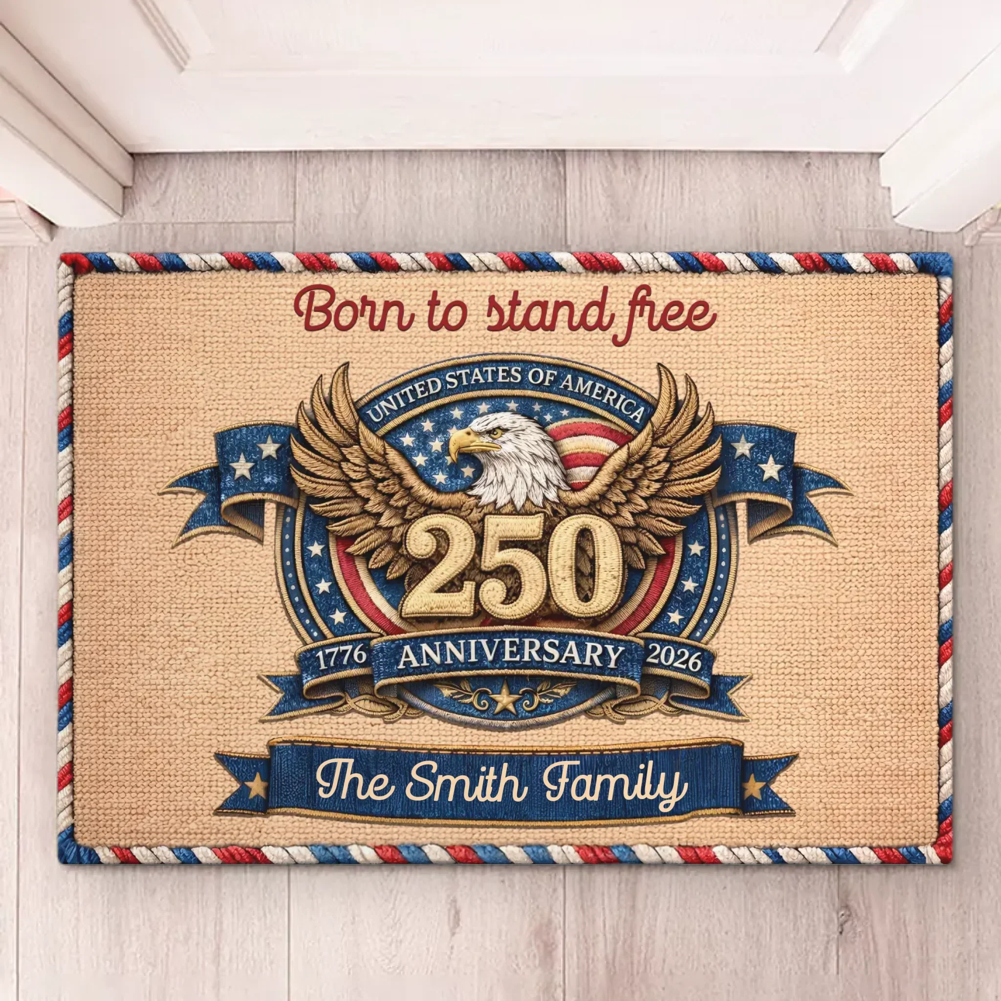 Happy USA 250th Anniversary Patriotic Eagle - Personalized Doormat - Gift For Patriotic Family - Image 5