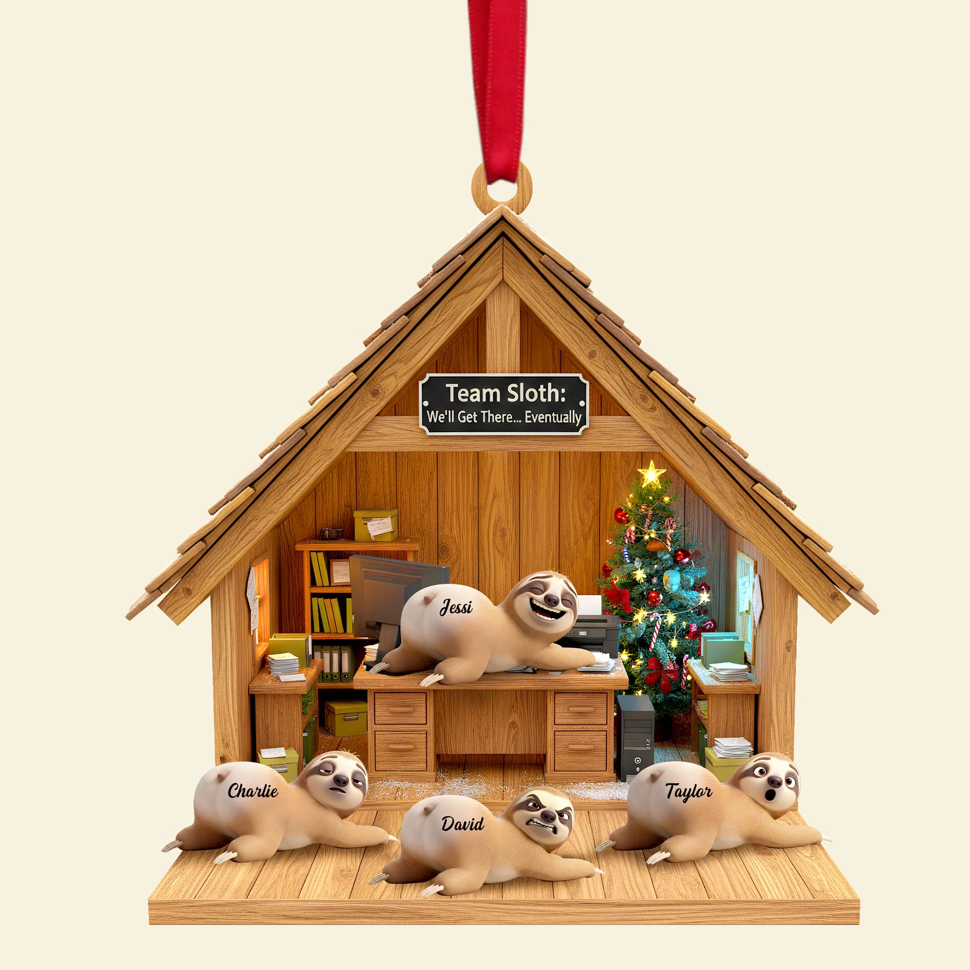 Happy Workplace Sloth - Personalized Acrylic Ornament - Gifts For Coworkers - Image 5