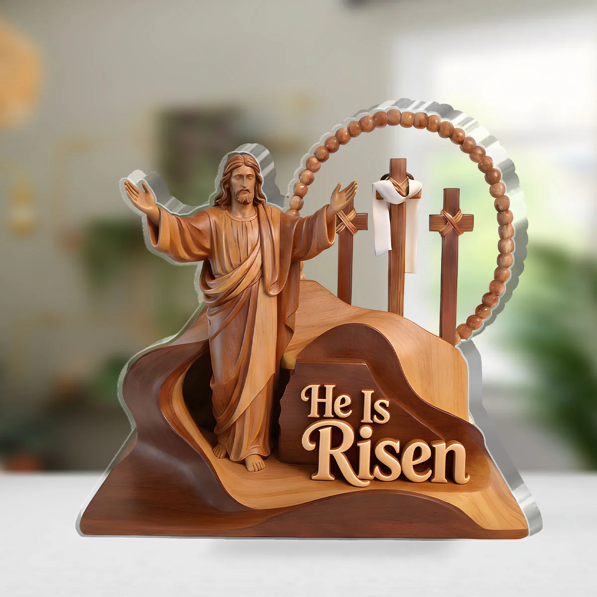 He is Risen - Custom Shaped Acrylic Plaque - Christian Gift For Him - Image 2