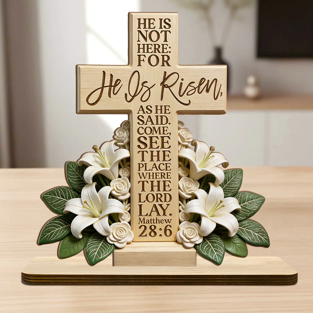 He Is Risen Matthew 28:6 - Shaped Wooden Plaque - Christian Gift BA01 - Image 6