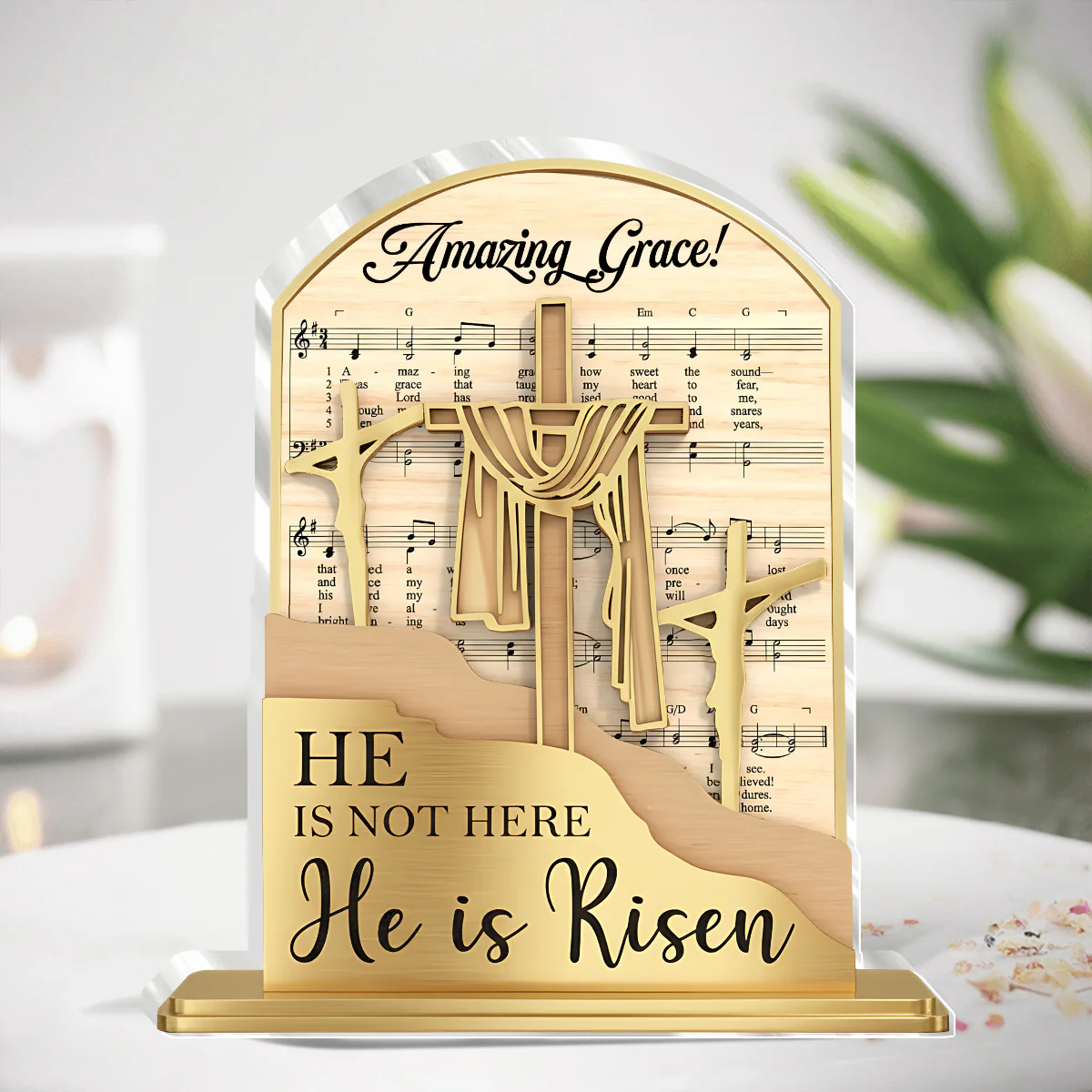 He Is Risen - Personalized Custom Shaped Acrylic Plaque - Christian Gift For Him BA01 - Image 2