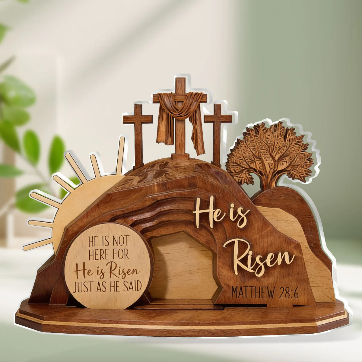 He Is Risen - Personalized Custom Shaped Acrylic Plaque - Christian Gift For Him BA01 - Image 2