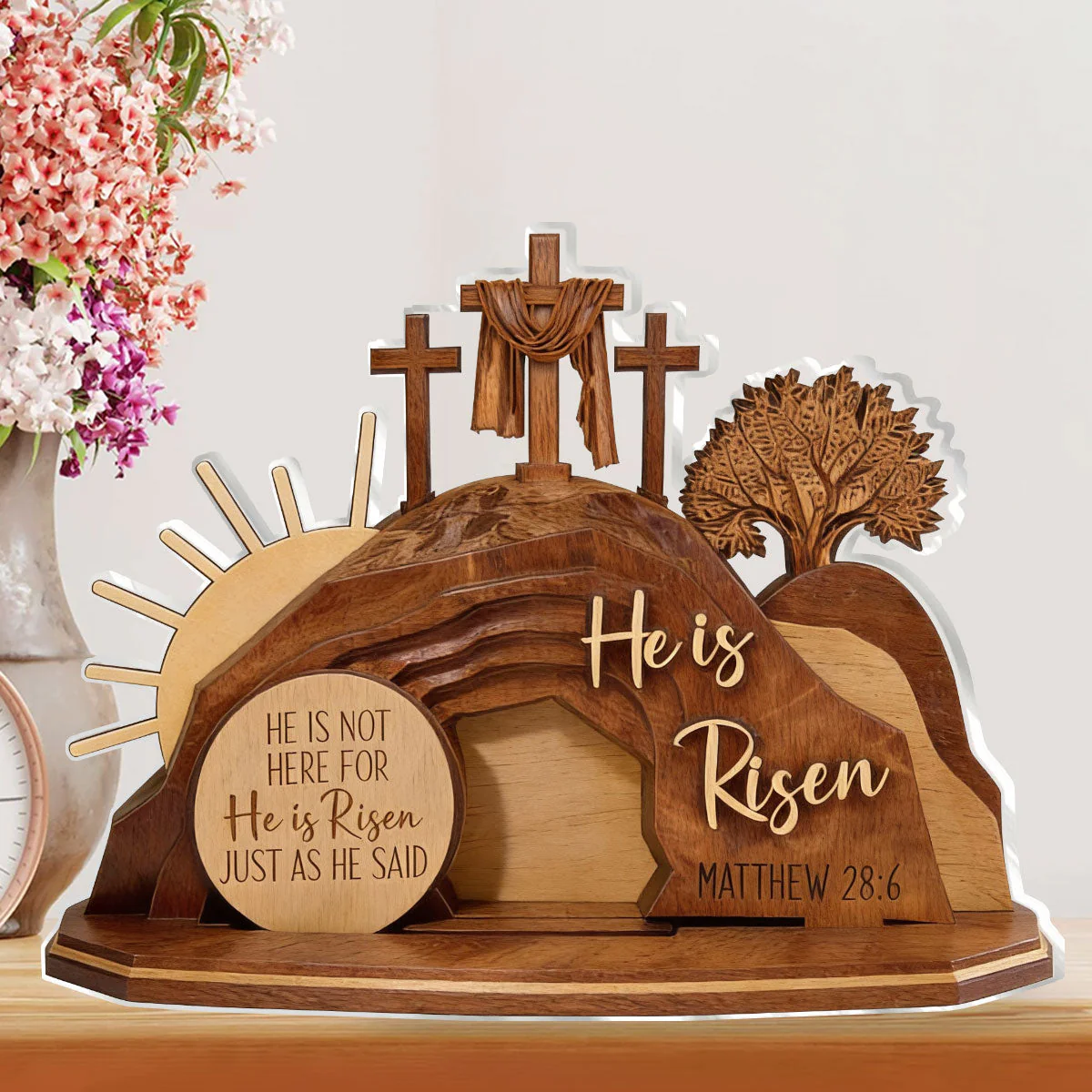 He Is Risen - Personalized Custom Shaped Acrylic Plaque - Christian Gift For Him BA01 - Image 3