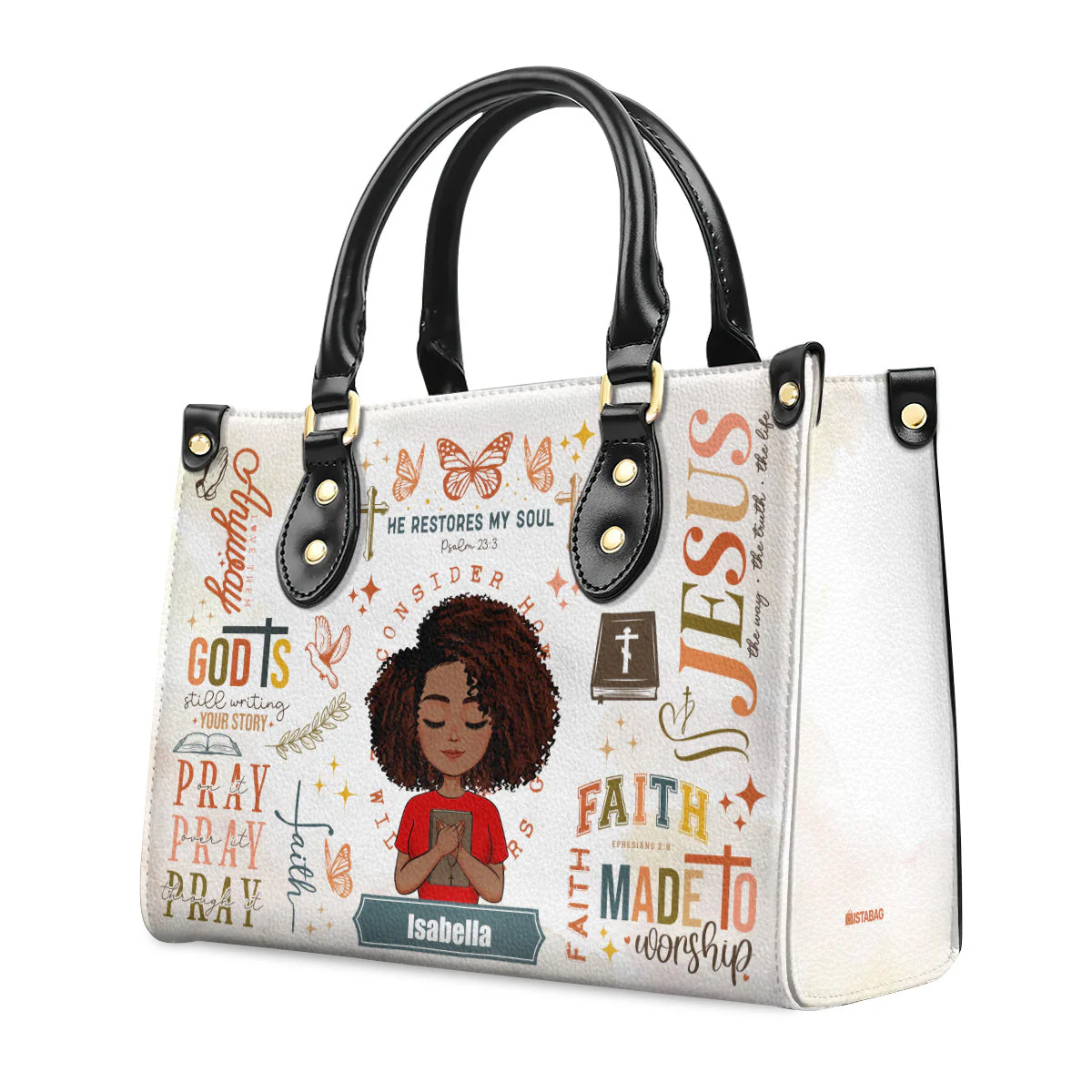 He Restores My Soul - Personalized Faith Leather Handbag - Christian Gift For Her | CLGOD05. God Girl HD95 - Image 5