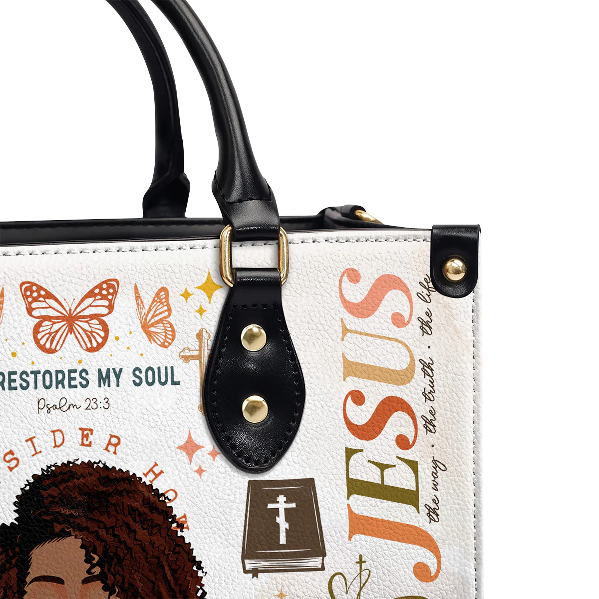 He Restores My Soul - Personalized Faith Leather Handbag - Christian Gift For Her | CLGOD05. God Girl HD95 - Image 6