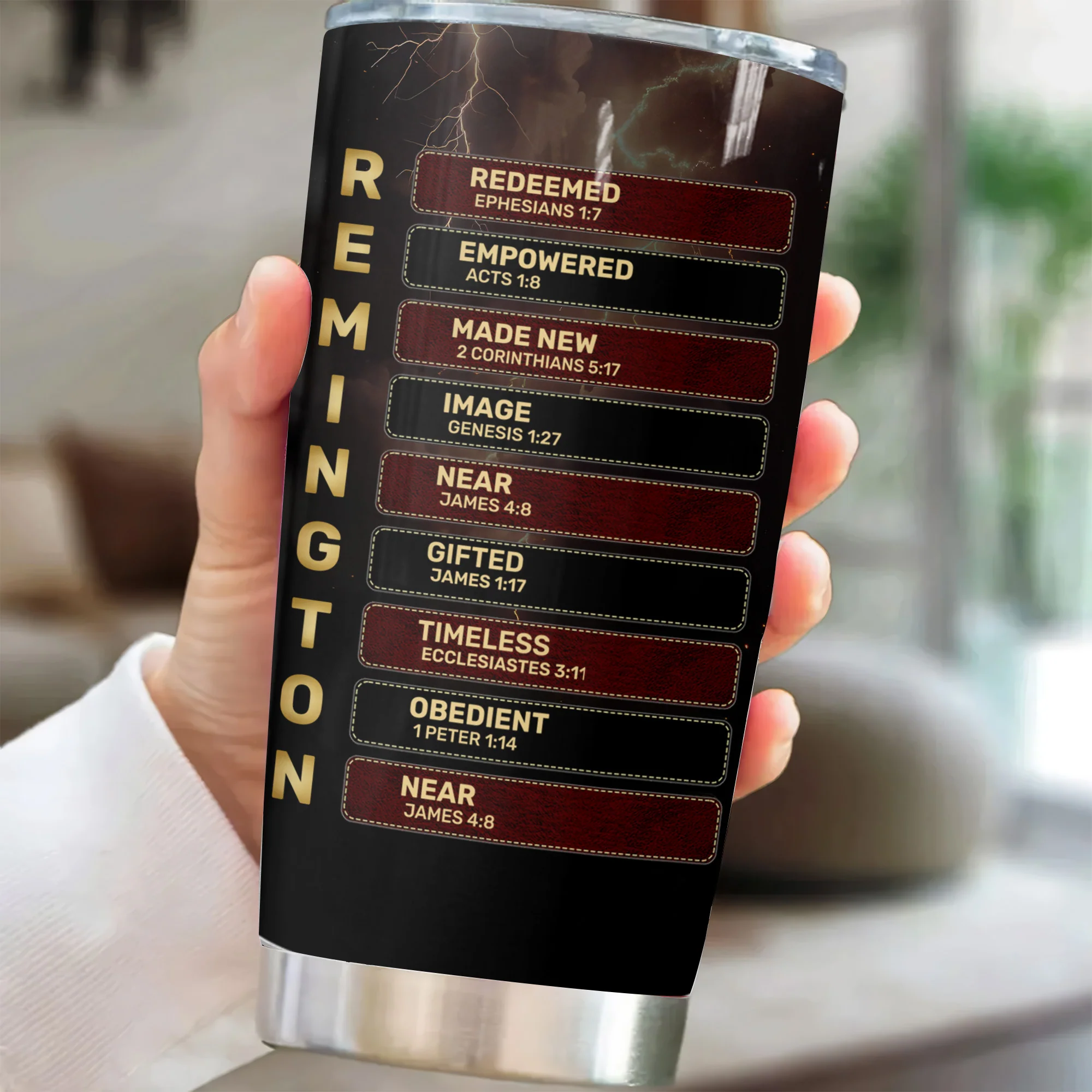 He Who Kneels Before God - Personalized Stainless Steel Tumbler - Gift For Him | HN02 - Image 2