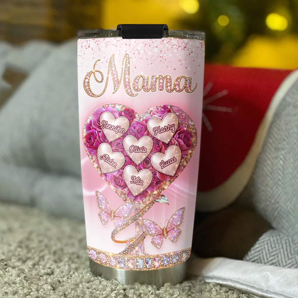 Heart Rose Flower Grandkids - Personalized Tumbler - Gift For Mom, Grandma HN02 - Image 3