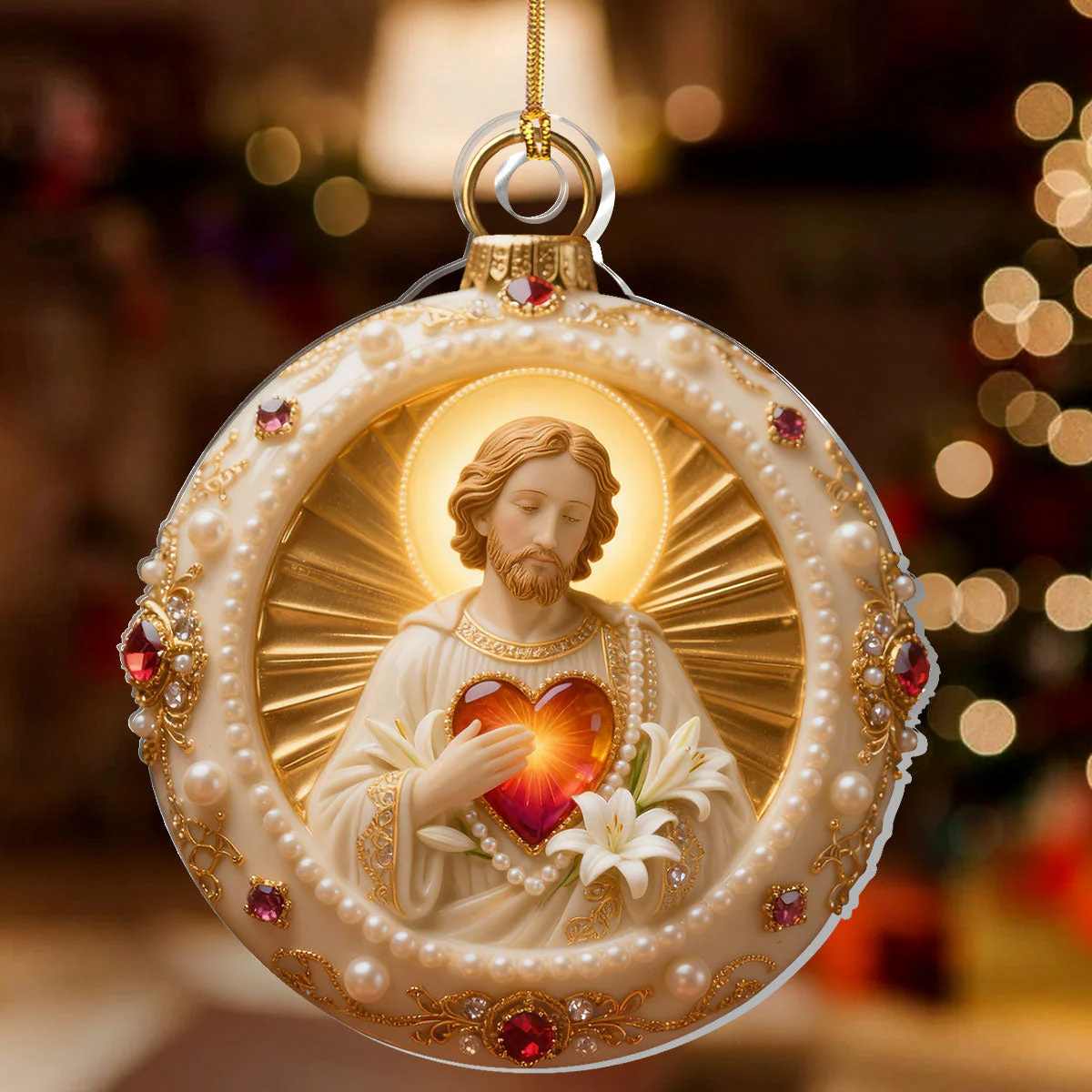 Hearts Of The Holy Family - Personalized Acrylic Ornament - Gift For Christmas HL128 - Image 2