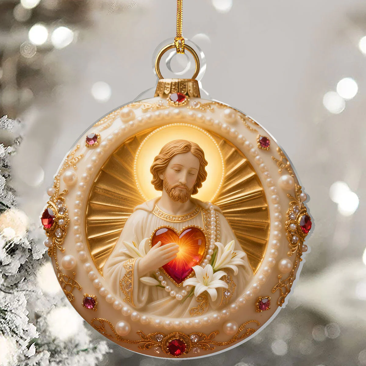 Hearts Of The Holy Family - Personalized Acrylic Ornament - Gift For Christmas HL128 - Image 5