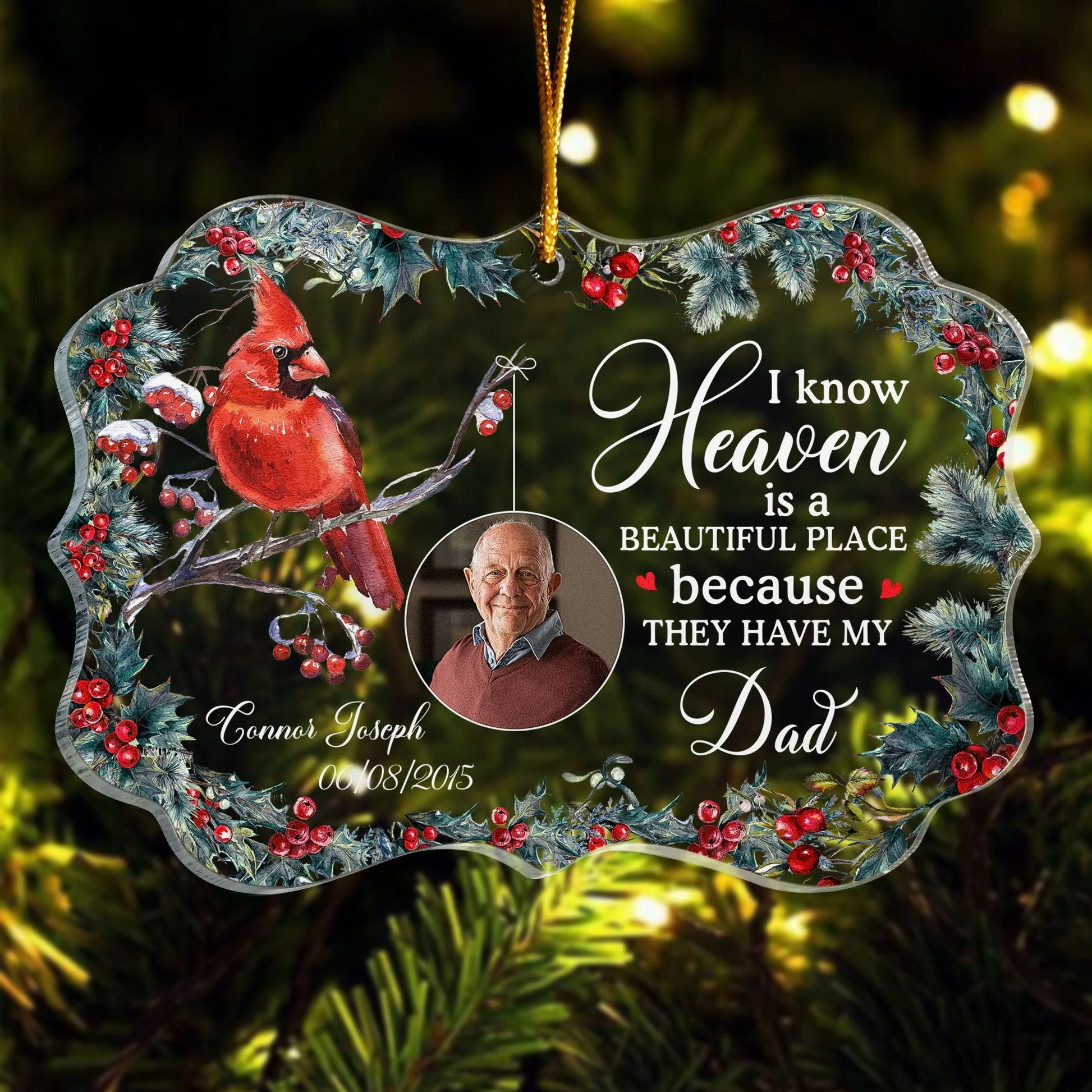 Heaven Is A Beautiful Place - Personalized Memorial Photo Ornament PT CU4092625 - Image 2
