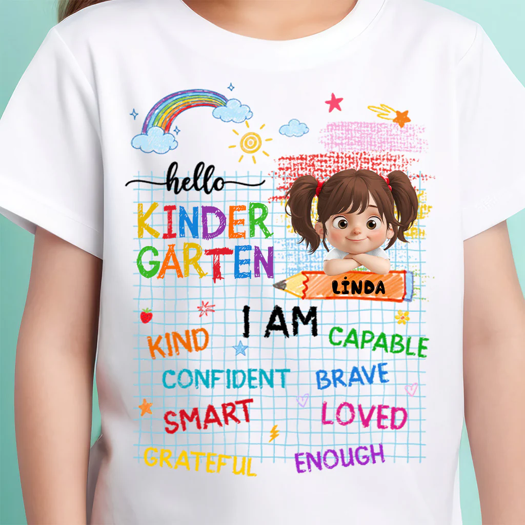 Hello Kindergarten Custom Name Affirmation - Personalized Shirt - Back To School, Gift For Kids | GR26 TD118 - Image 6