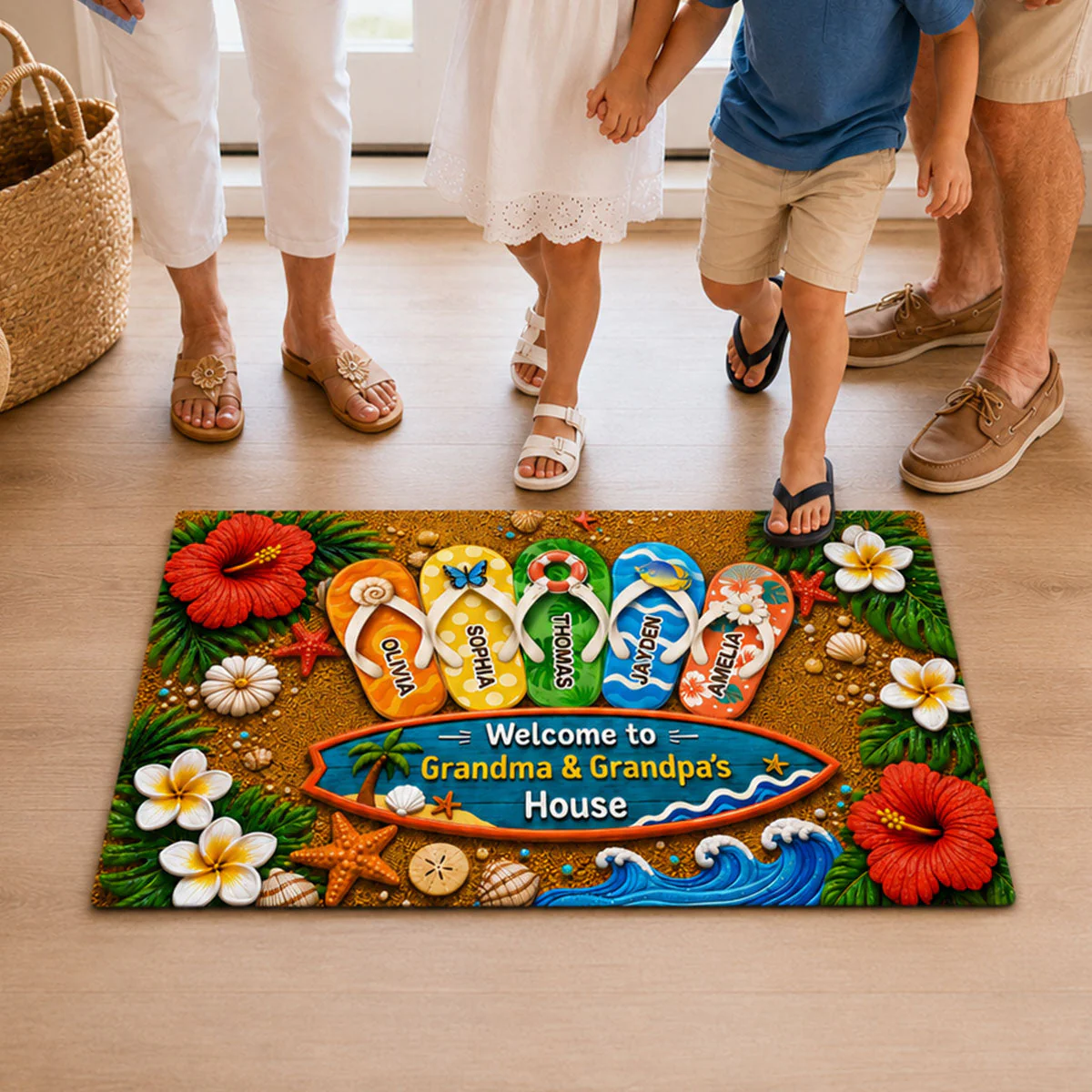 Hello Summer Vibe Welcome To Grandma Grandpa House - Personalized Doormat - Gift For Grandparents - Image 10