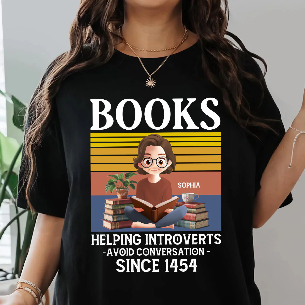 Helping Introverts Avoid Conversation - Personalized T-shirt - Gift For Book Lover, Reader | CLB02 HH01 - Image 3